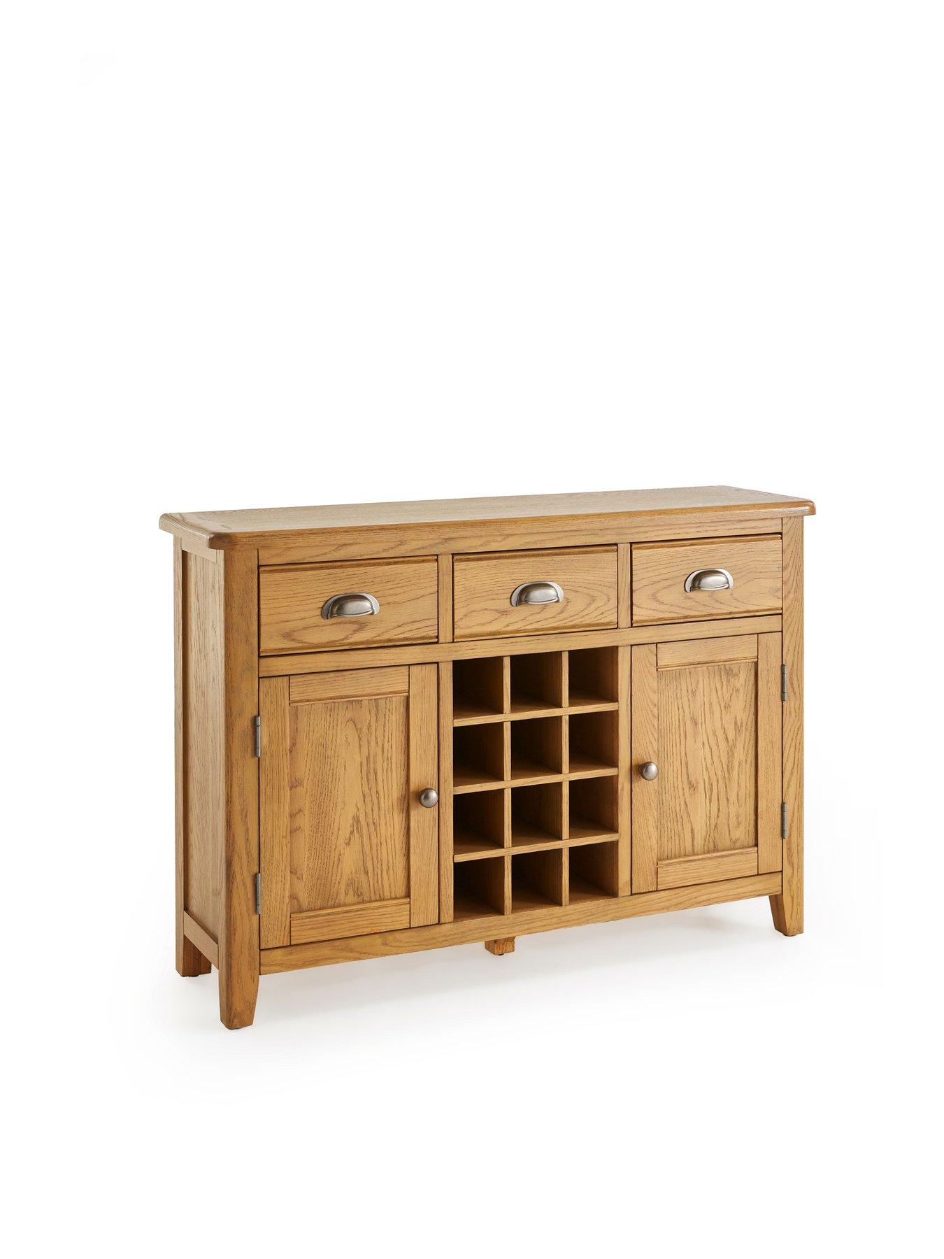  image of very-home-woodland-ready-assemblednbsplarge-sideboard-with-wine-rack-oak
