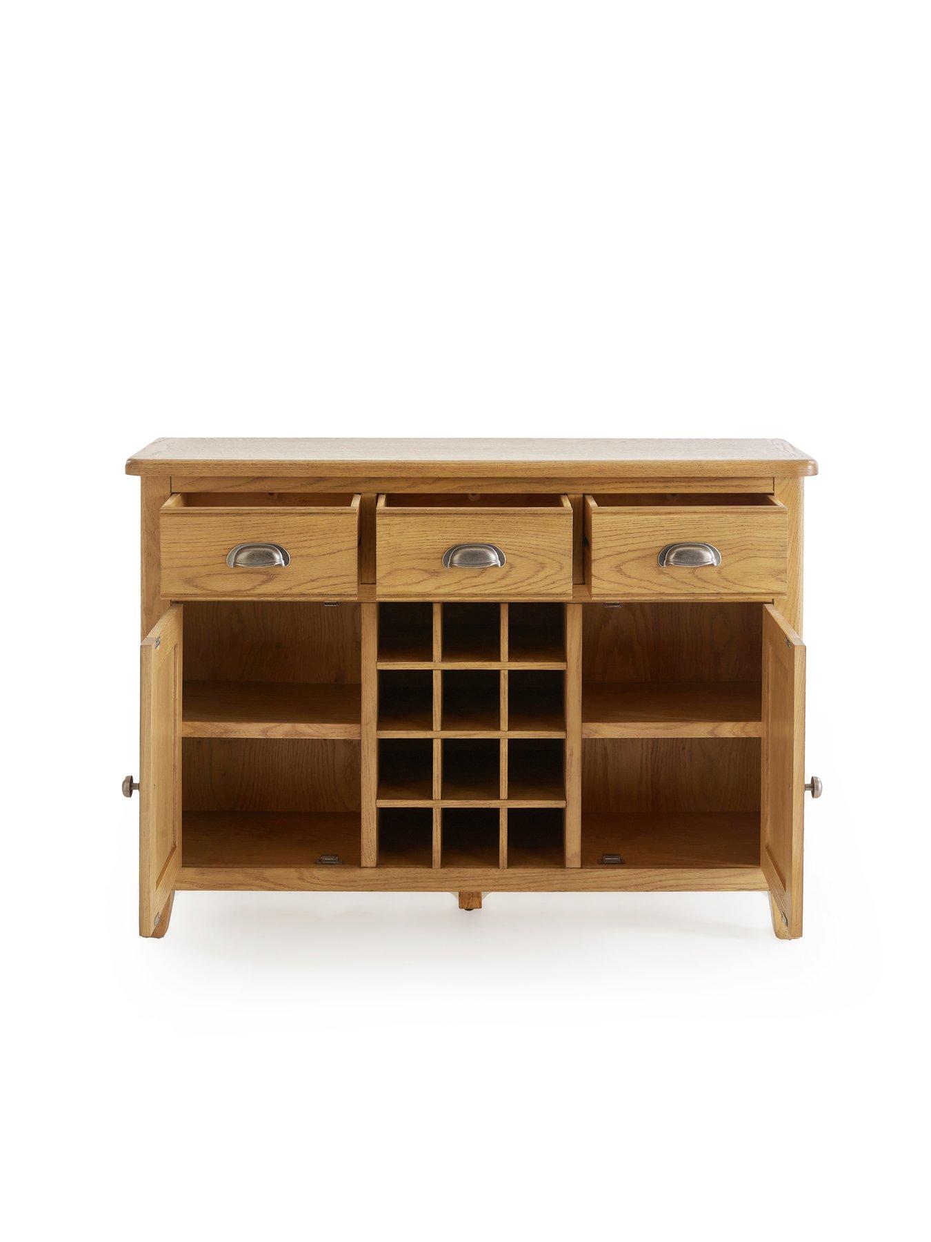  image of very-home-woodland-ready-assemblednbsplarge-sideboard-with-wine-rack-oak