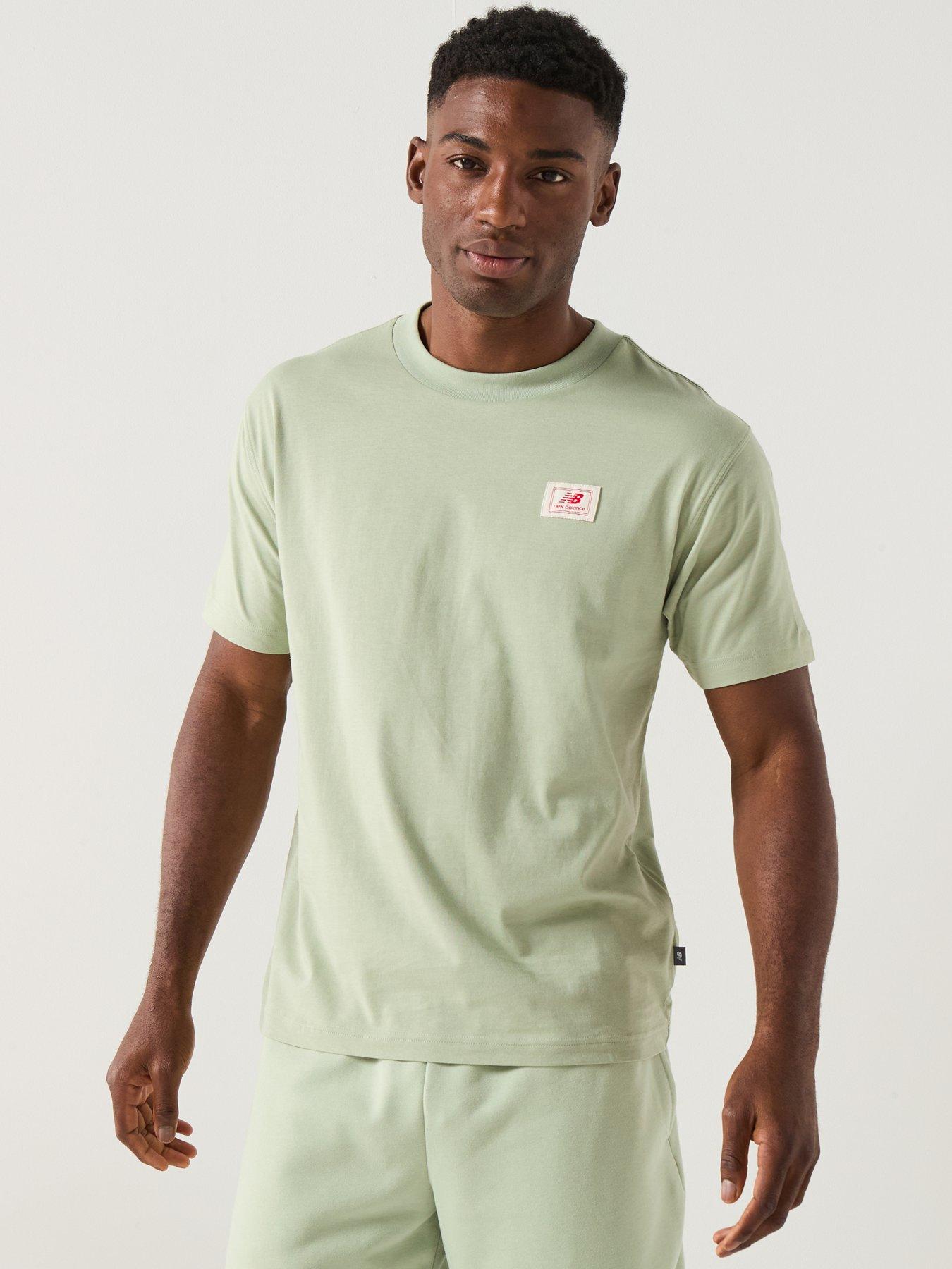  image of new-balance-mens-woven-label-t-shirt-green