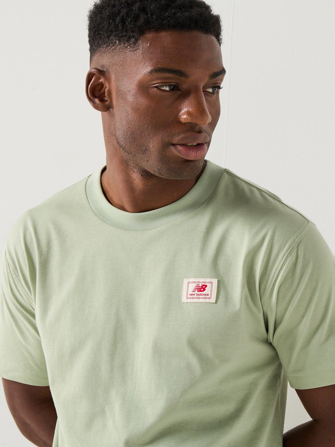  image of new-balance-mens-woven-label-t-shirt-green