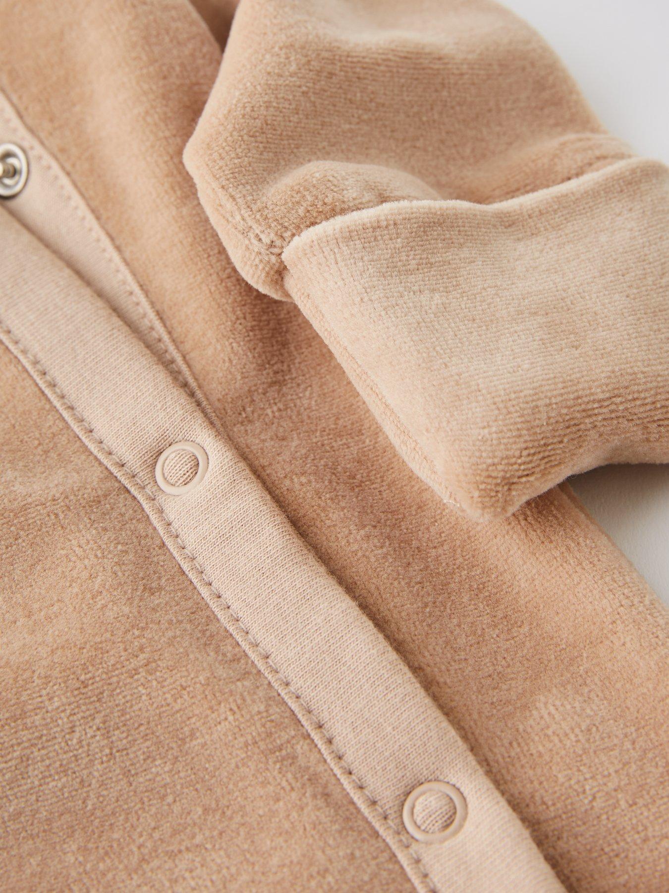 Image 3 of 4 of The Very Collection Baby Boys Bear Cub Velour Sleepsuit - Brown