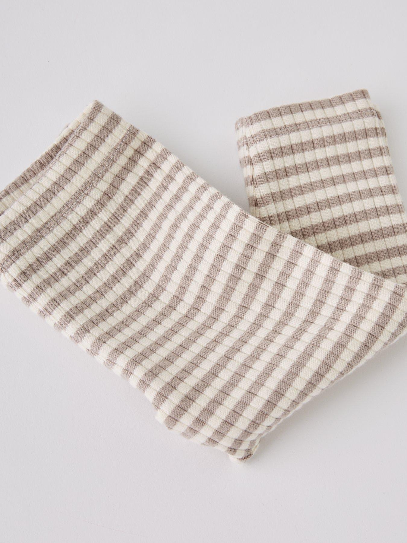 Image 4 of 4 of The Very Collection Unisex Rib Stripe Bodysuit And Legging - Beige