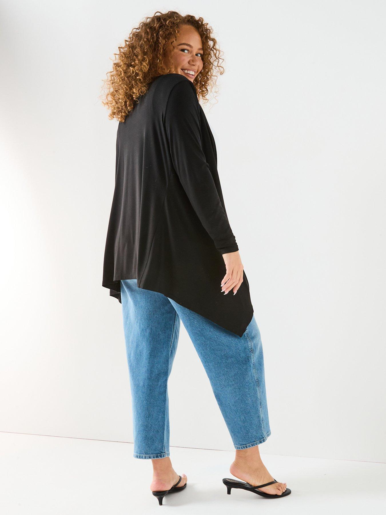 Image 2 of 5 of V by Very Curve Stretch Waterfall Cardigan - Black
