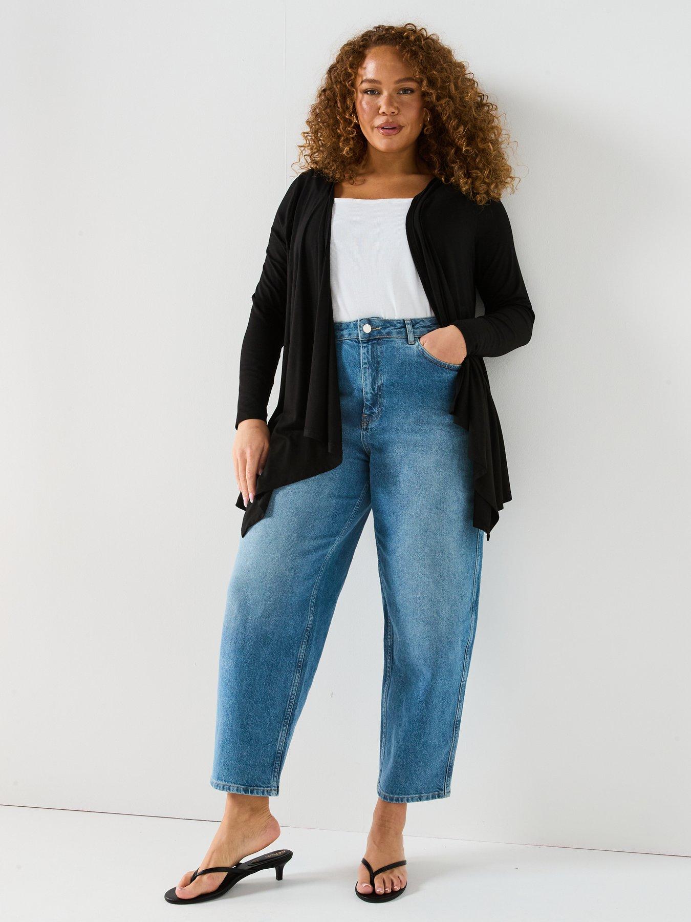 Image 3 of 5 of V by Very Curve Stretch Waterfall Cardigan - Black