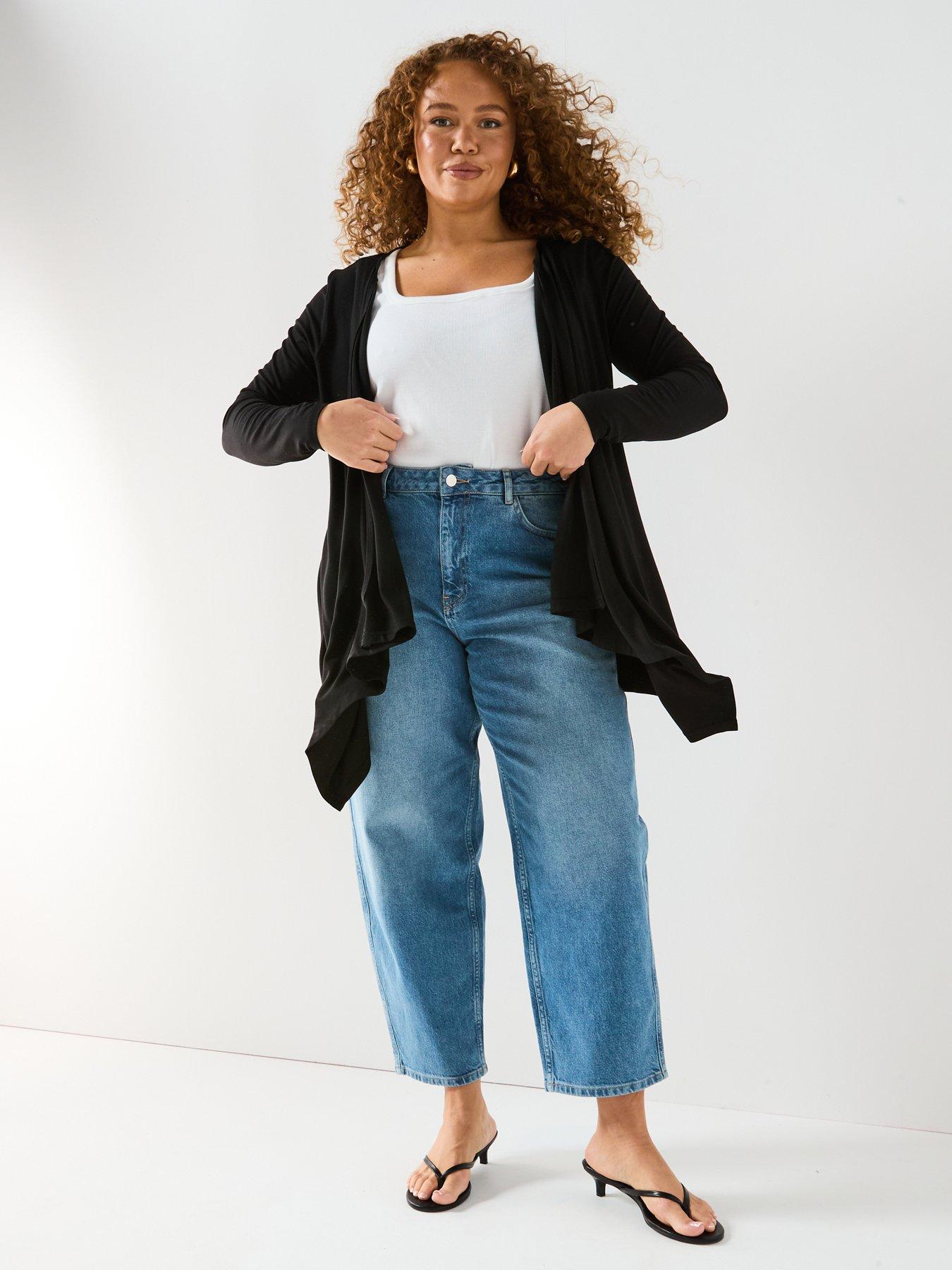 Image 5 of 5 of V by Very Curve Stretch Waterfall Cardigan - Black