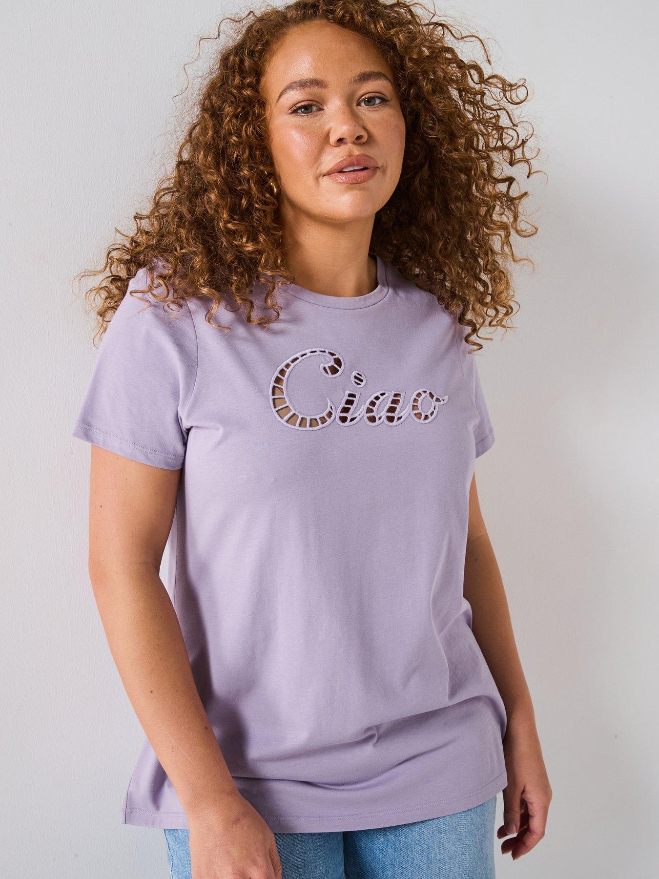 undefined Embroidered Ciao T-Shirt - Purple