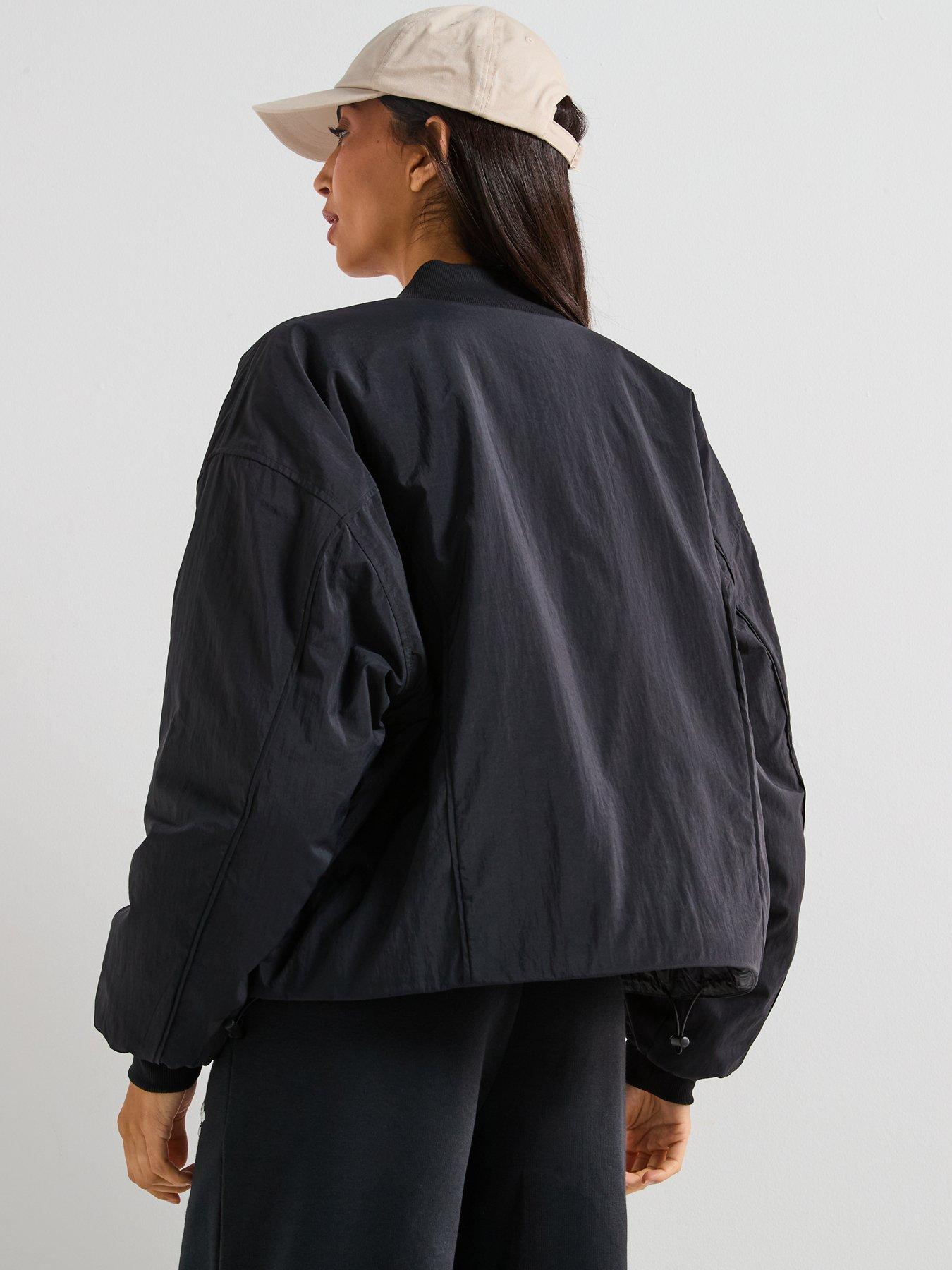 Image 2 of 6 of New Balance Womens Linear Heritage Woven Bomber Jacket- Black