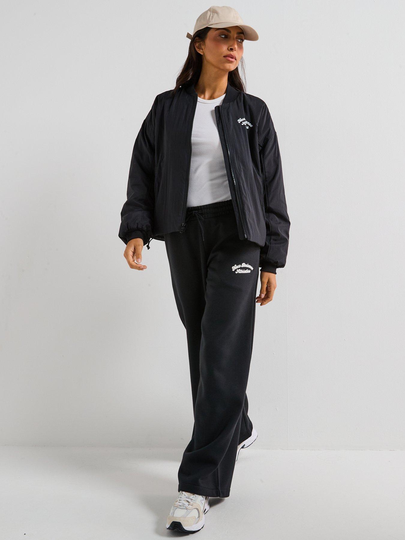  image of new-balance-womens-linear-heritage-woven-bomber-jacket--black