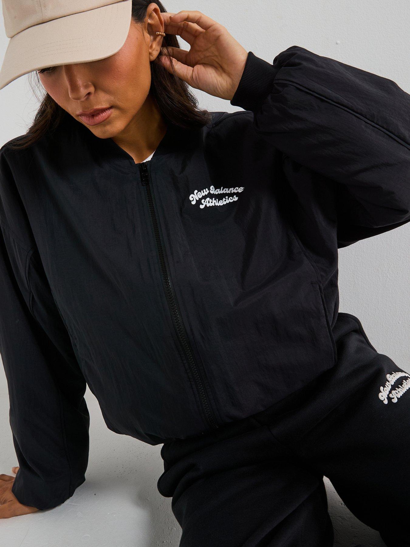  image of new-balance-womens-linear-heritage-woven-bomber-jacket--black
