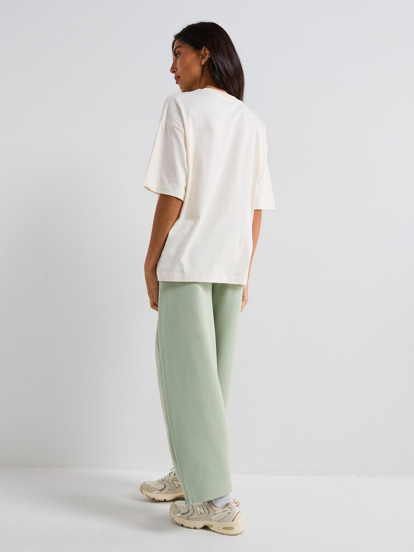 Image 6 of 6 of New Balance Womens Linear Heritage Oversized T-Shirt - Beige