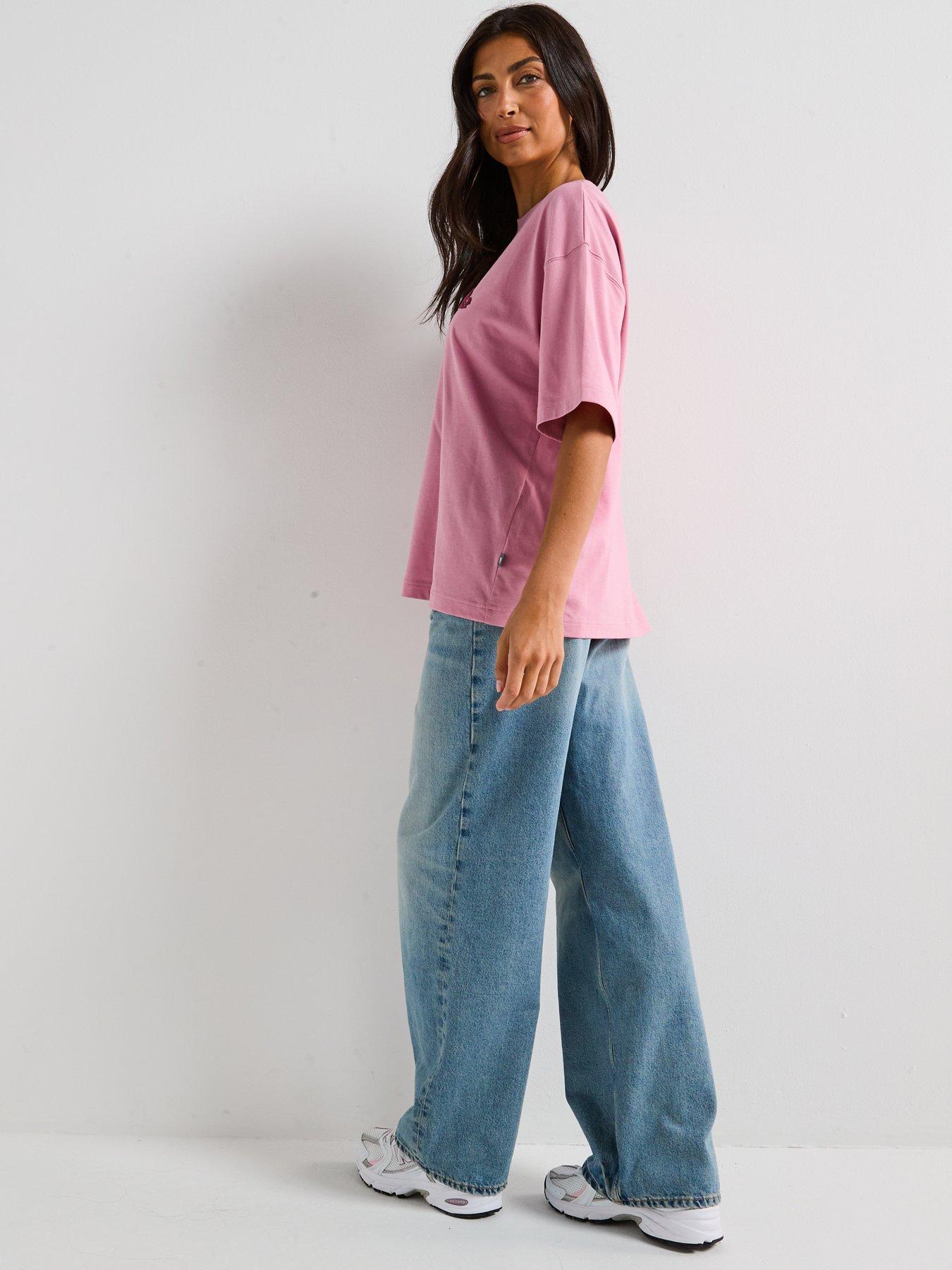Image 5 of 6 of New Balance Womens Linear Heritage Oversized T-Shirt - Pink
