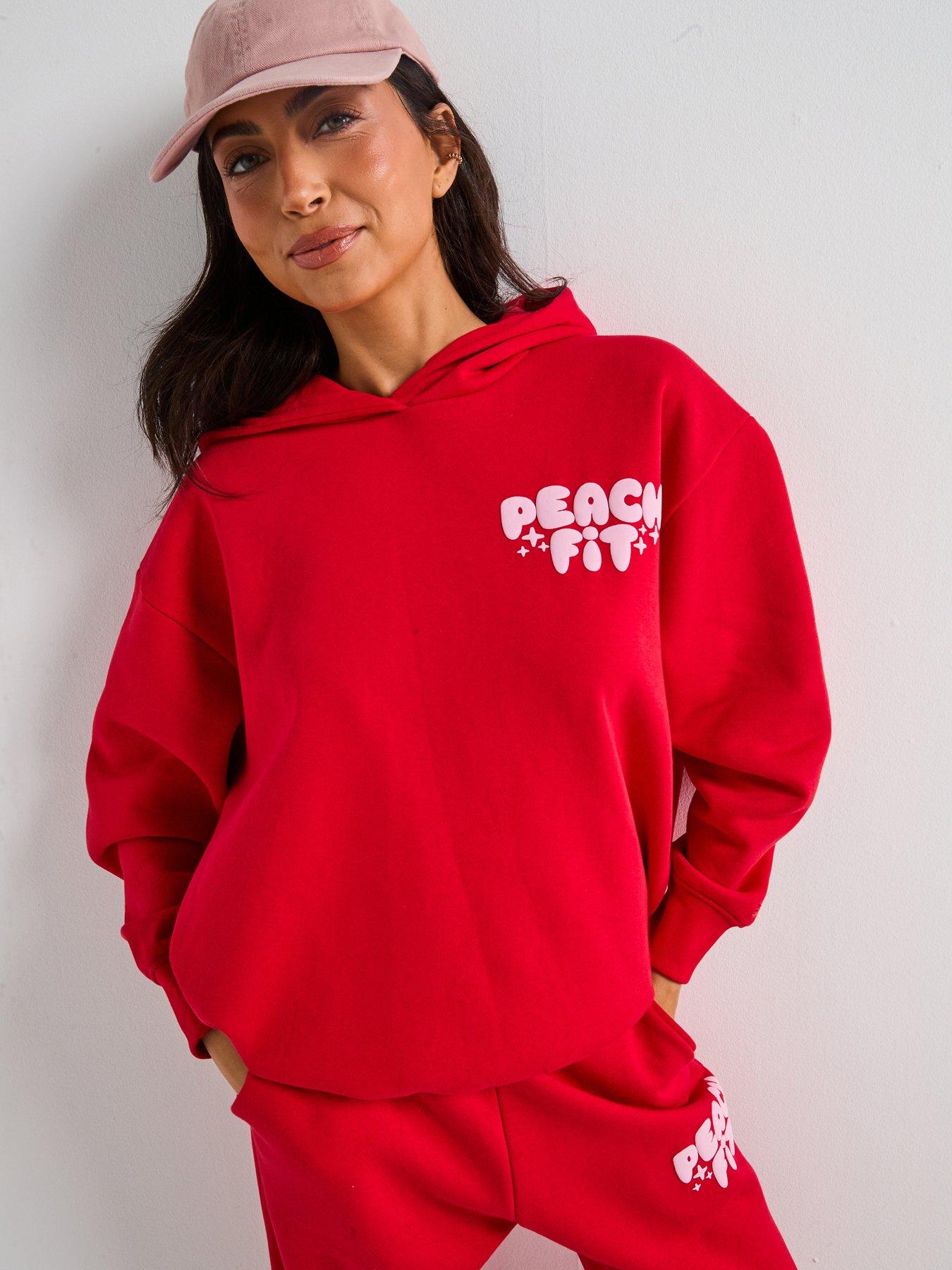 Image 1 of 6 of Peach Fit Womens Cosy Dept Hoodie - Red