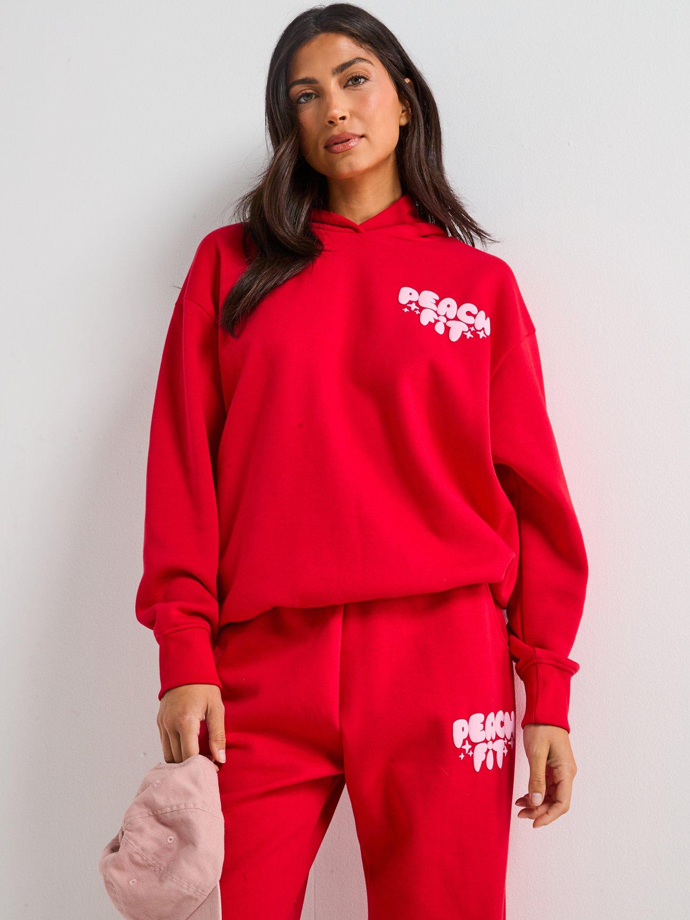 Image 3 of 6 of Peach Fit Womens Cosy Dept Hoodie - Red