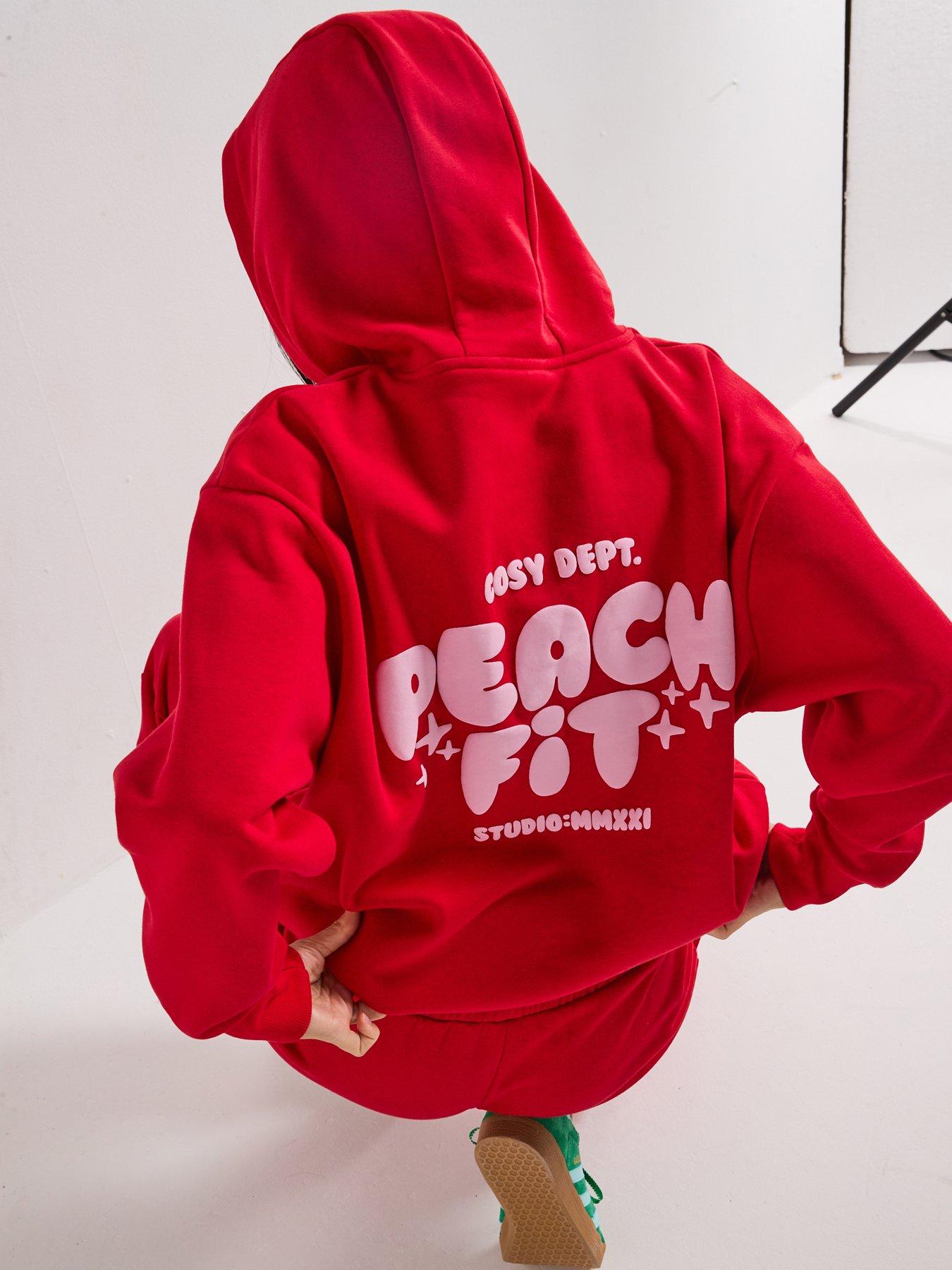 Image 4 of 6 of Peach Fit Womens Cosy Dept Hoodie - Red