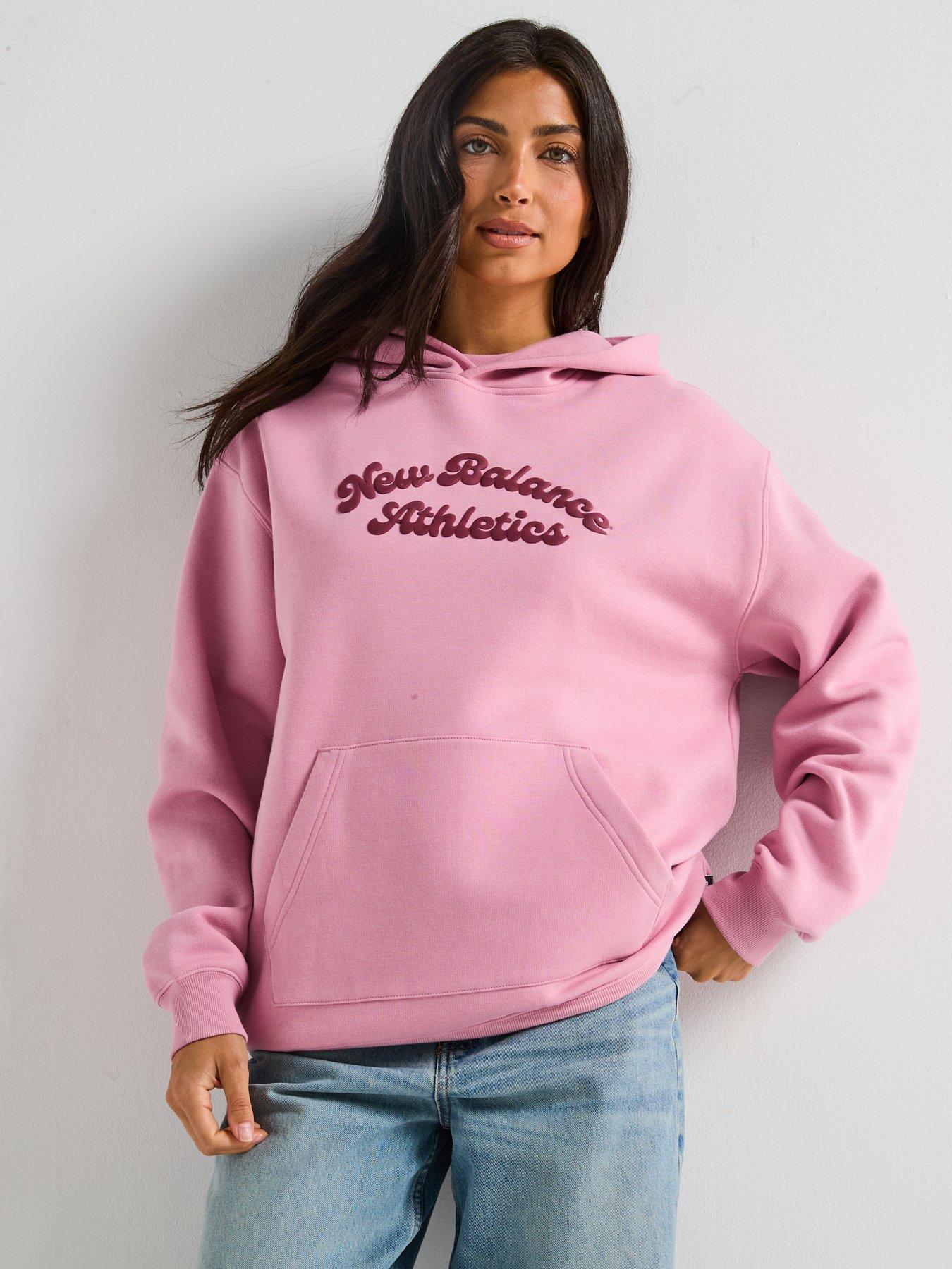 Image 1 of 6 of New Balance Womens Linear Heritage Fleece Long Hoodie - Purple