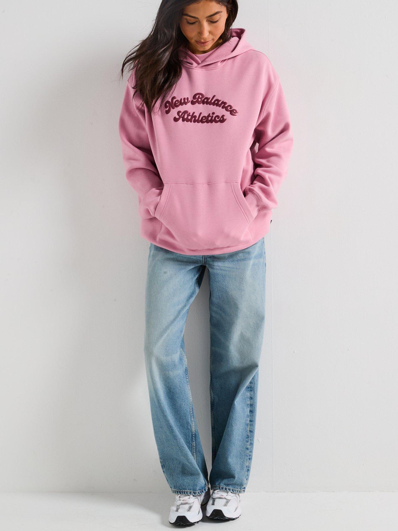 Image 5 of 6 of New Balance Womens Linear Heritage Fleece Long Hoodie - Purple