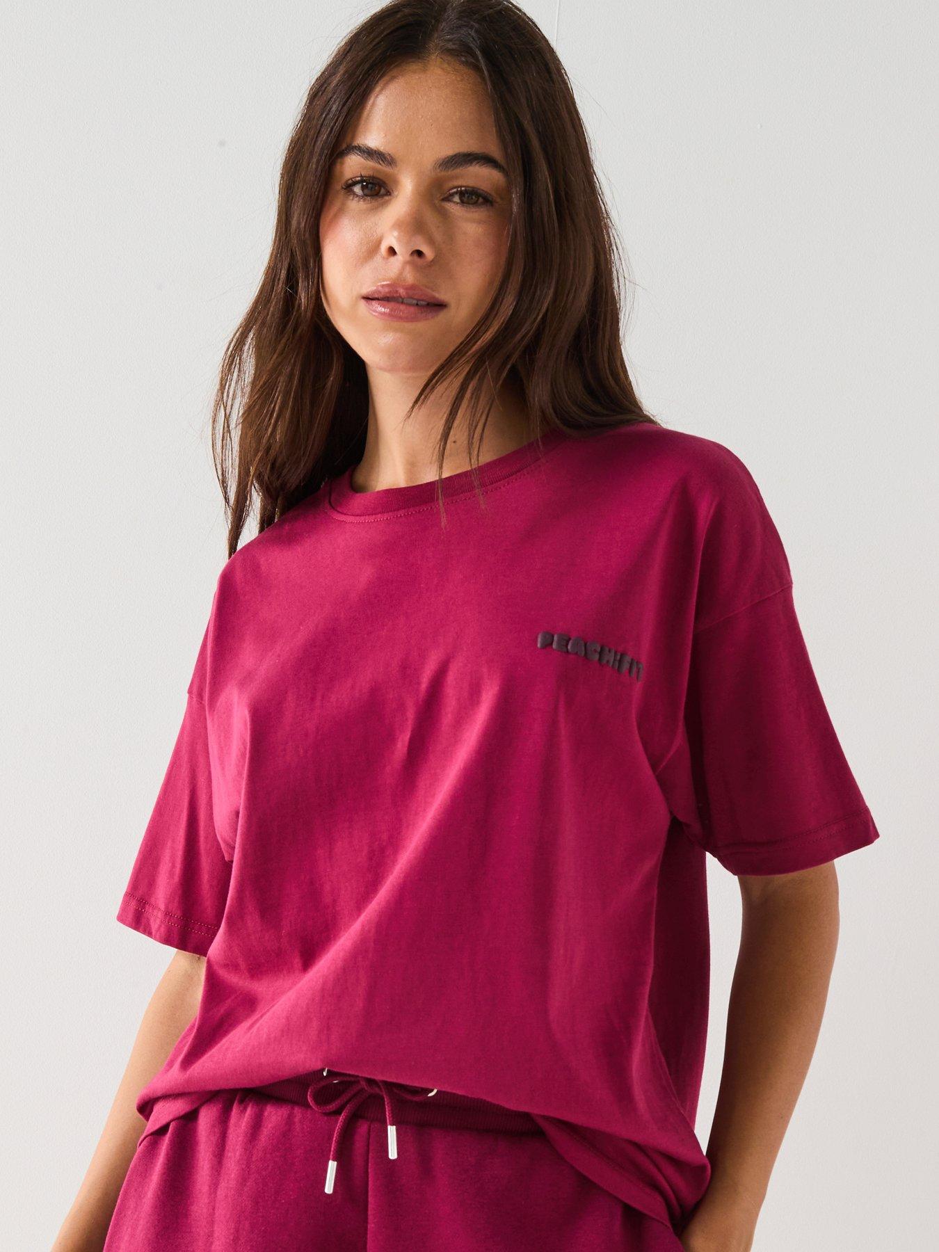 Peach Fit Womens Cozy Season T-Shirt - Burgundy