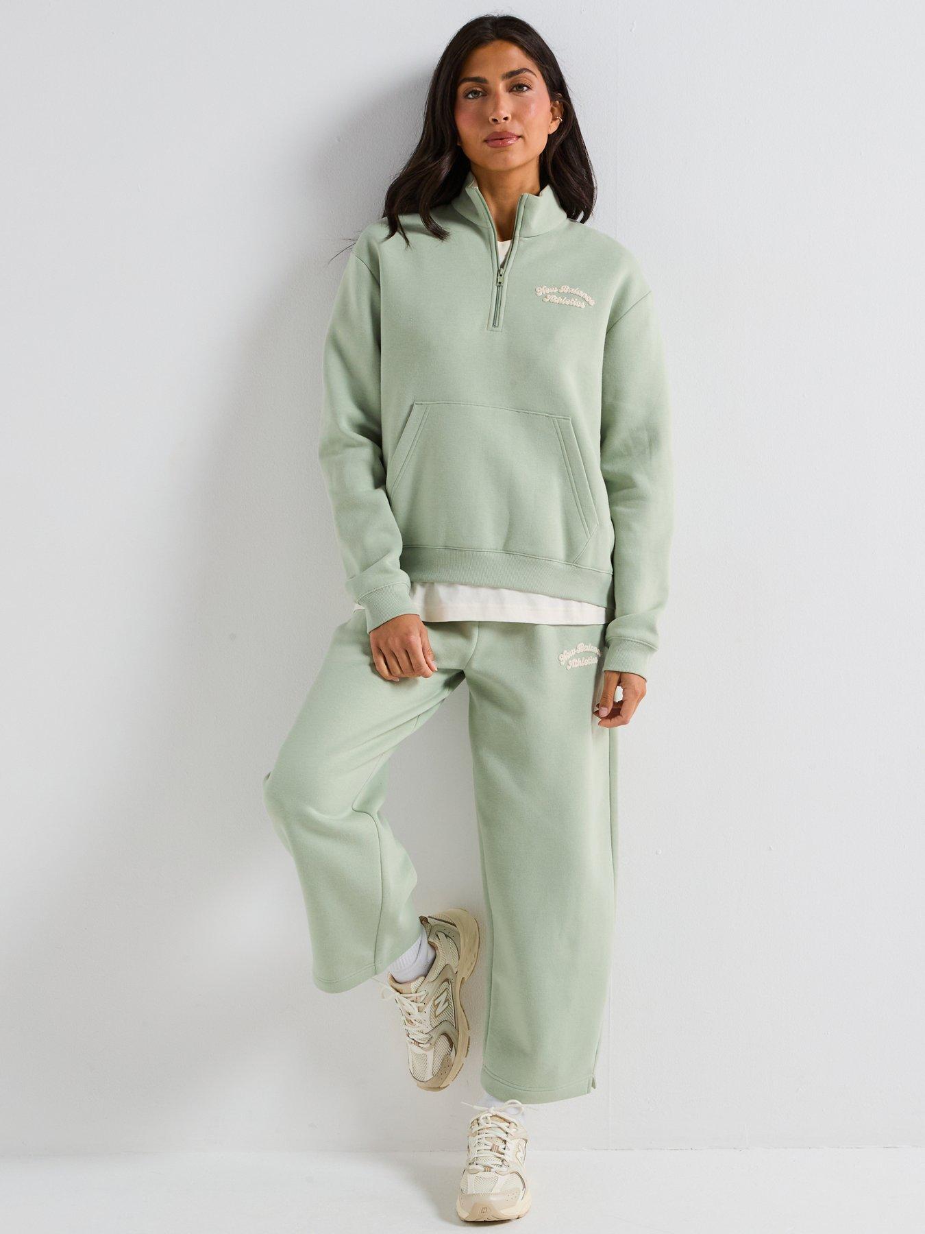 Image 3 of 6 of New Balance Womens Linear Heritage Fleece Half Zip - Green