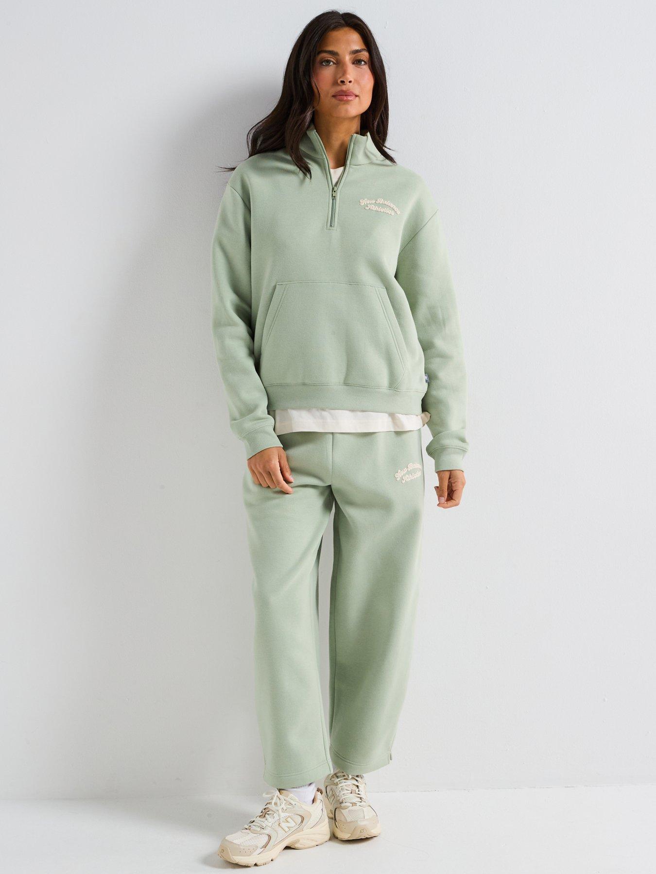 Image 5 of 6 of New Balance Womens Linear Heritage Fleece Half Zip - Green