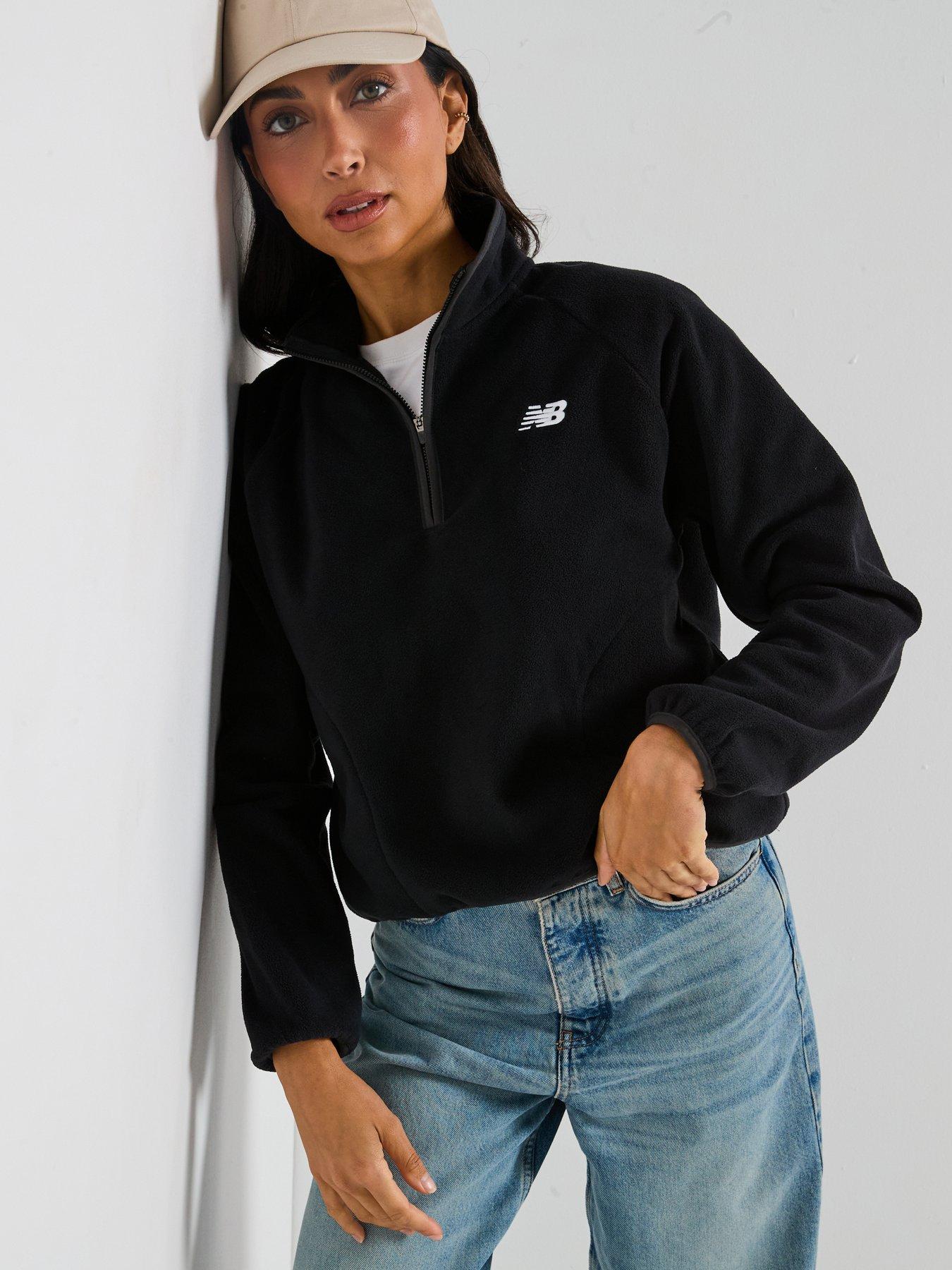 New Balance Womens Polar Fleece 1/2 Zip- Black