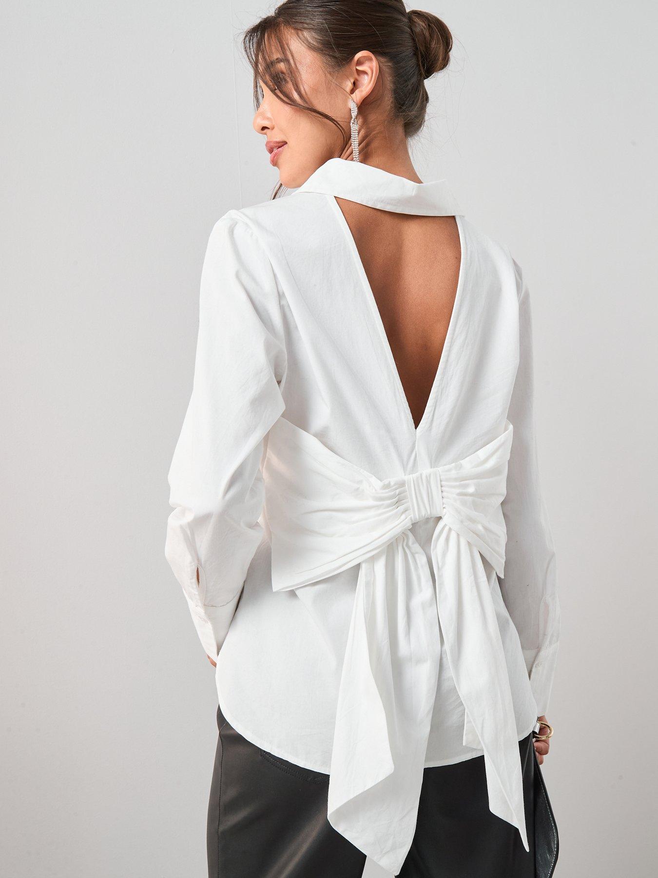 v-by-very-bow-detail-white-longline-shirt-white