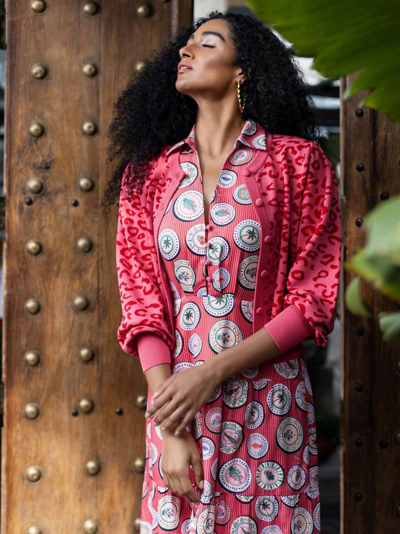 Emily Lovelock Sherry Leopard Cardigan - Pink