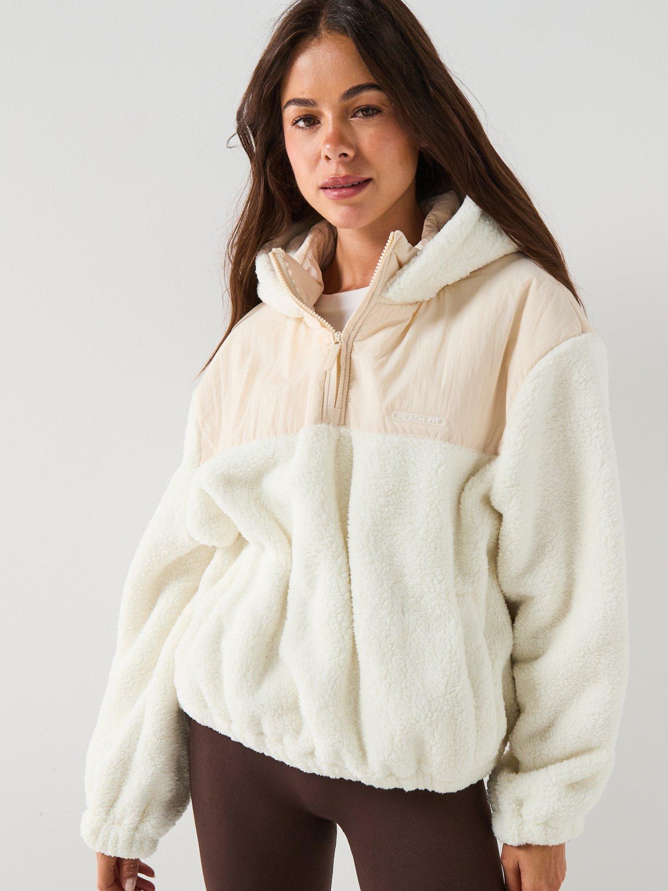 undefined Womens Billy Cropped Borg Jacket - Cream