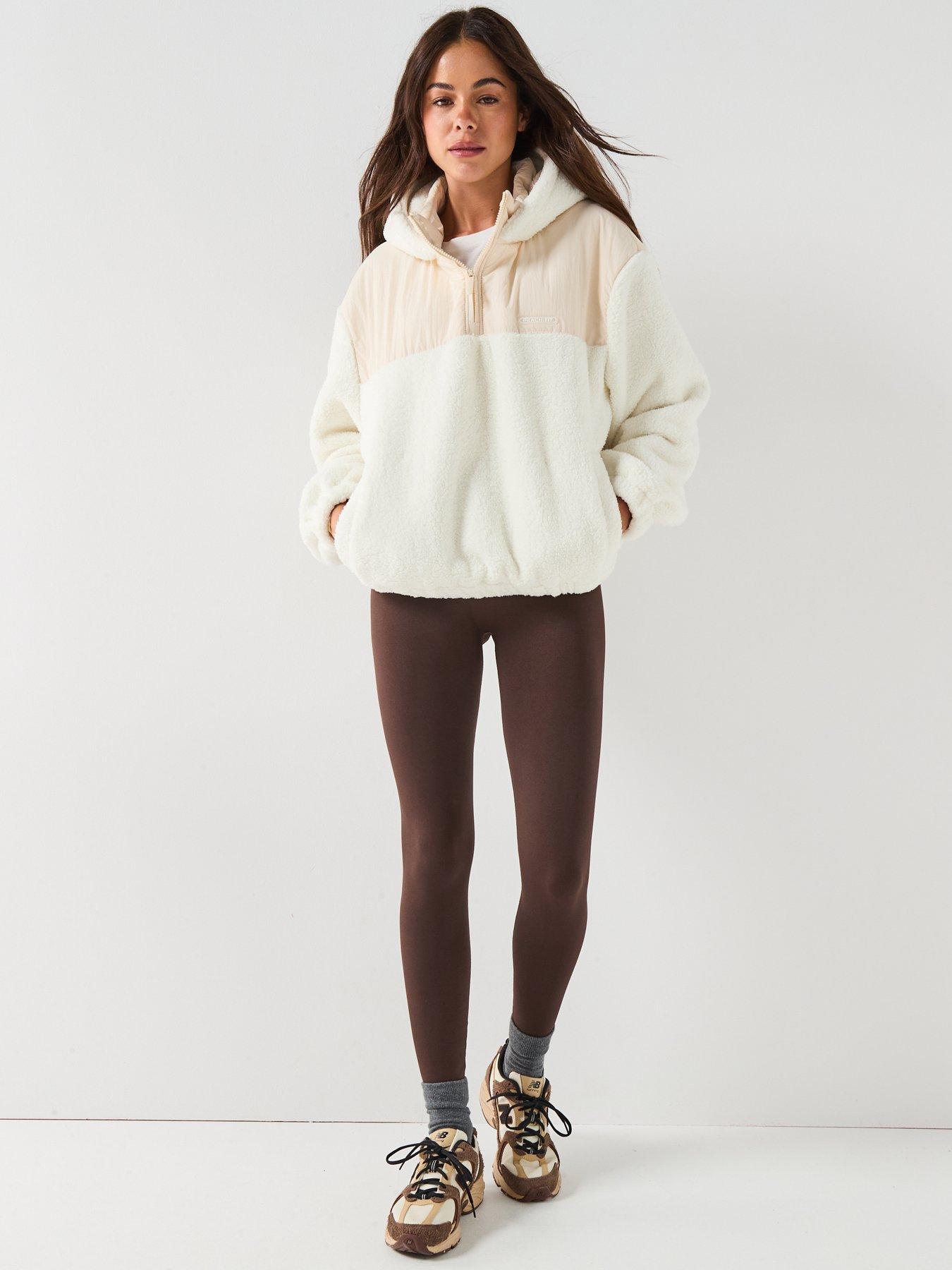 Image 3 of 6 of Peach Fit Womens Billy Cropped Borg Jacket - Cream