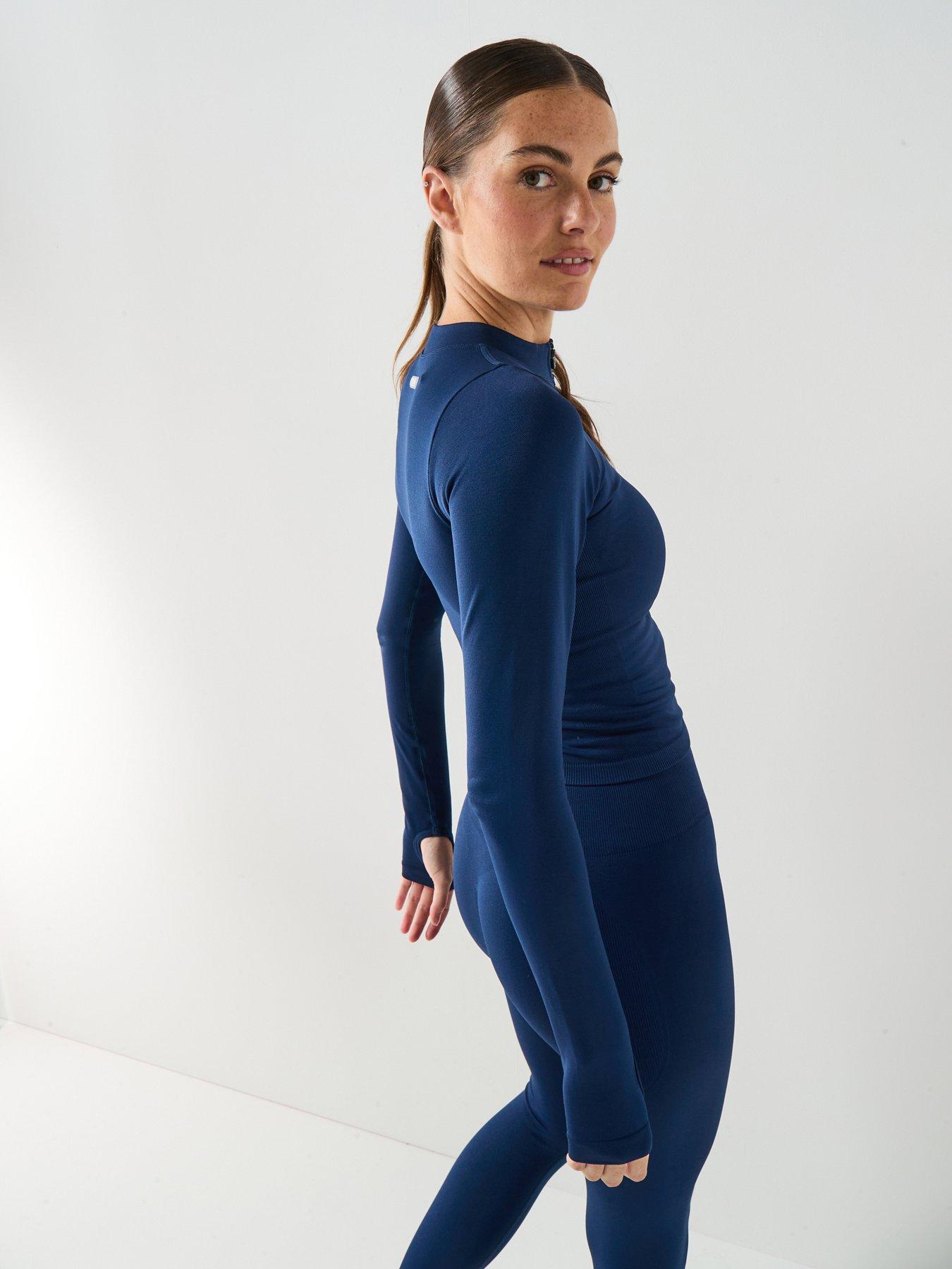Image 4 of 6 of Peach Fit Womens Lucia Active Zip Through Top - Navy