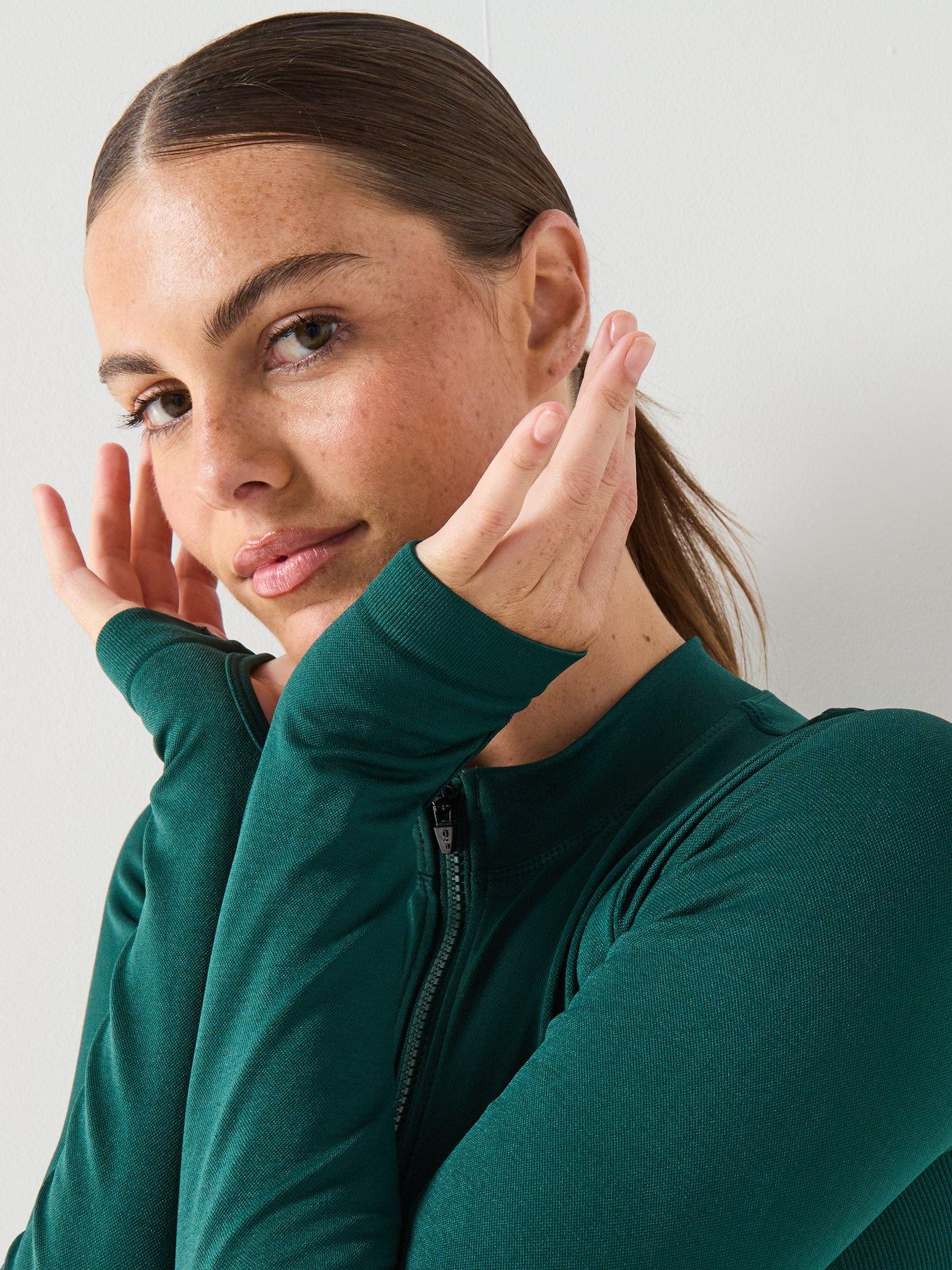 Image 5 of 6 of Peach Fit Womens Lucia Active Zip Through Top - Green