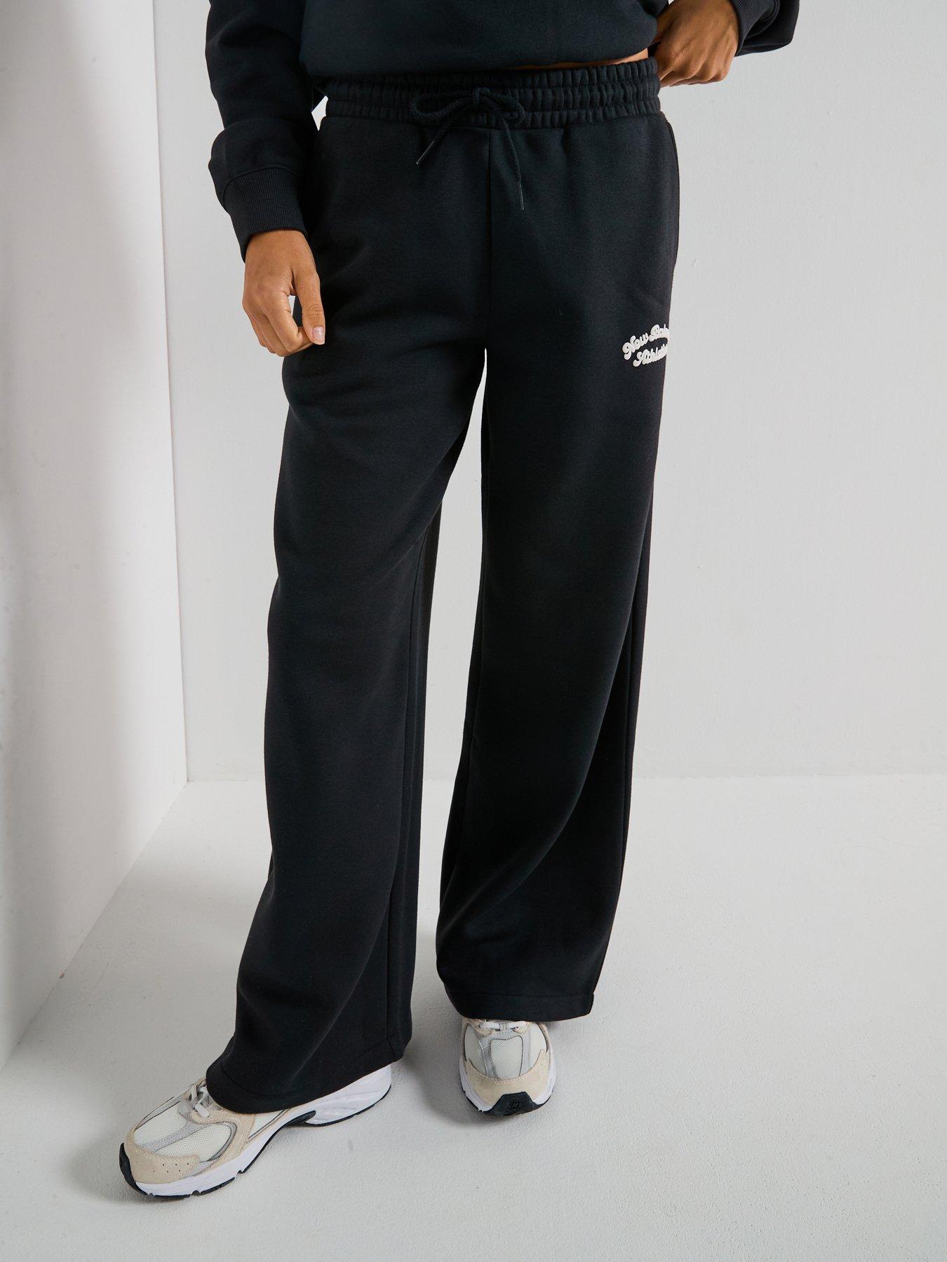 undefined Womens Heritage Fleece Wide Leg Pant - Black