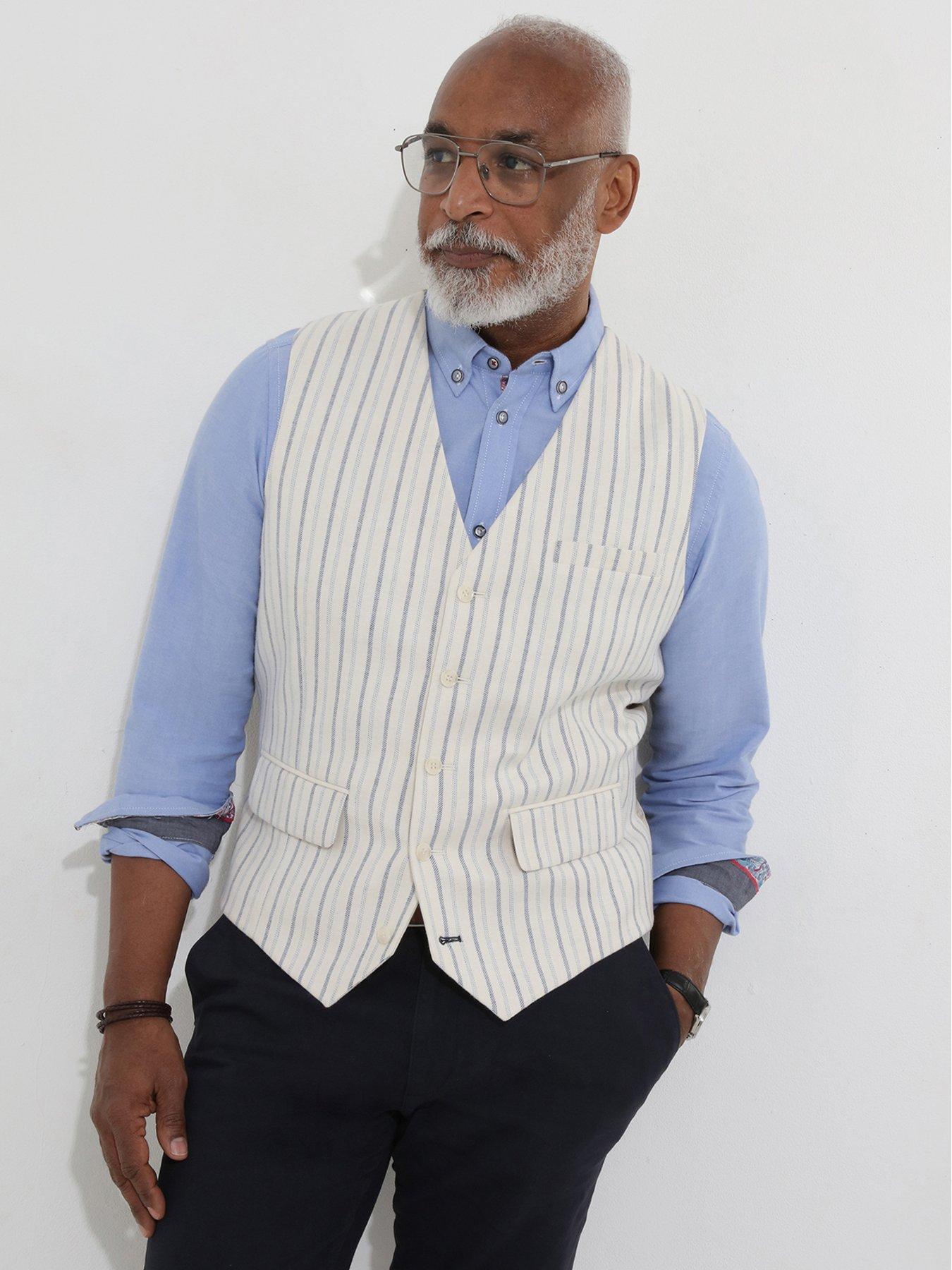 undefined Sensational Stripe Linen Blend Waistcoat