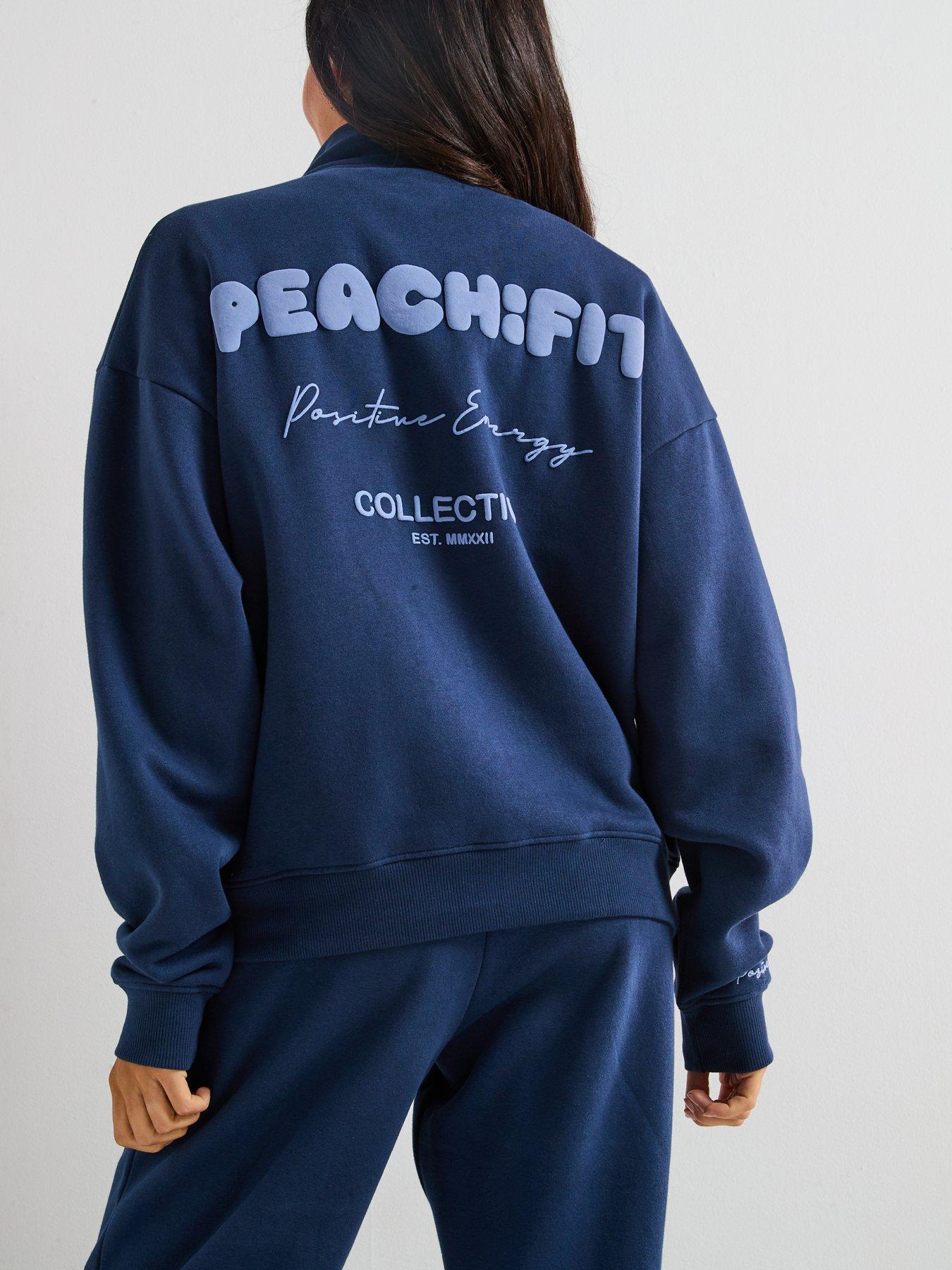 Image 2 of 6 of Peach Fit Womens Cozy Season Zip Neck Sweat Top - Navy