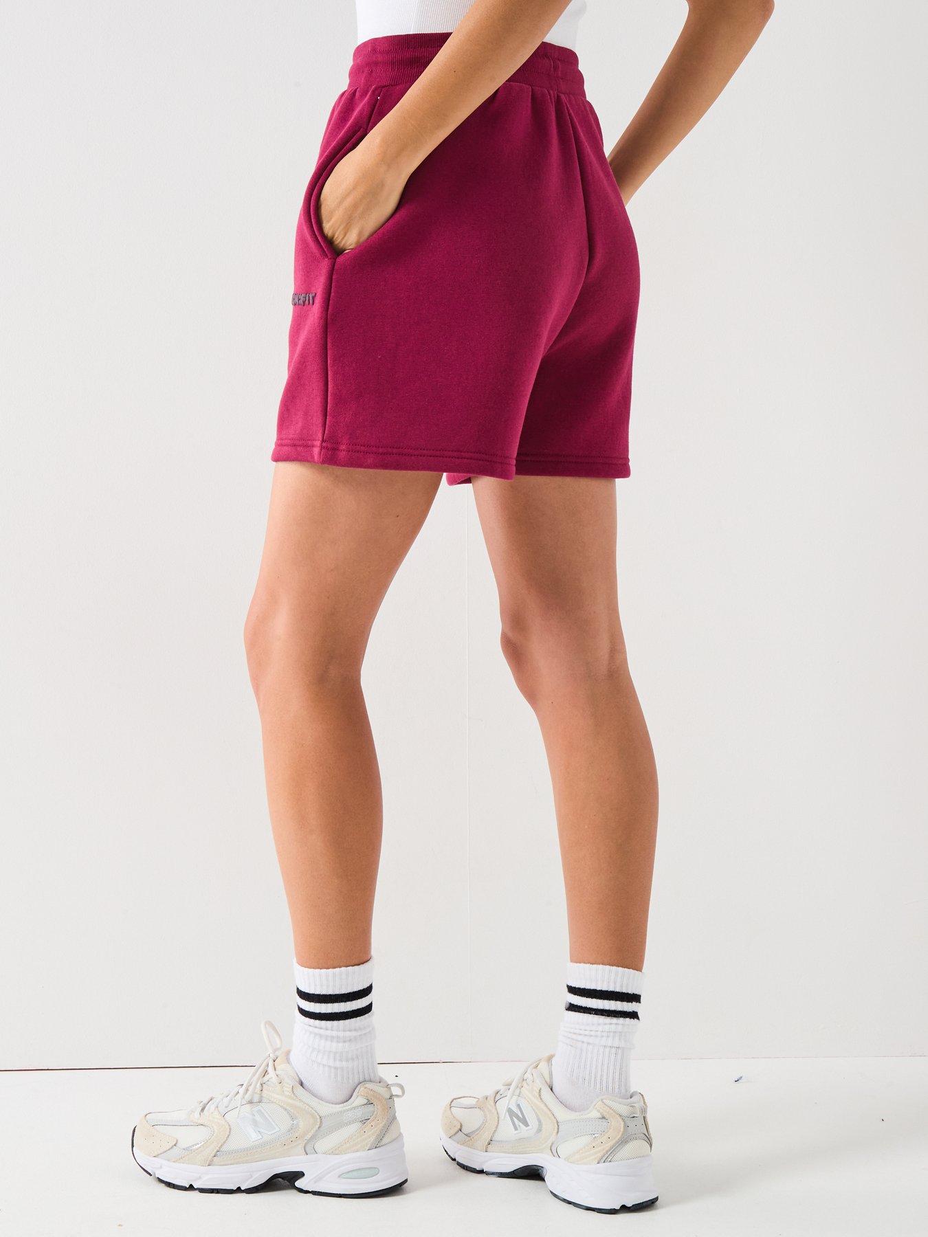  image of peach-fit-womens-cozy-season-short-dark-red