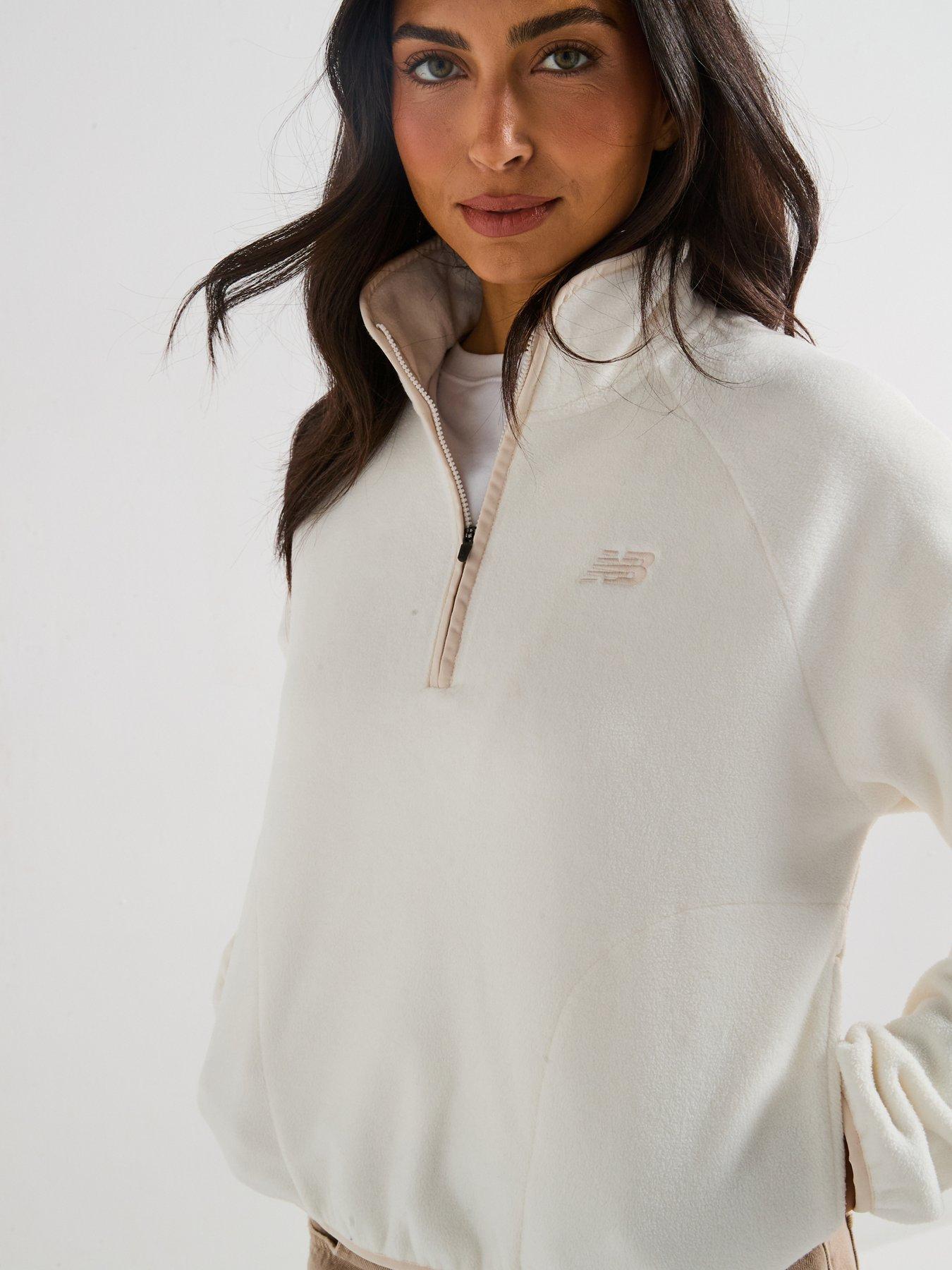 New Balance Womens Polar Fleece 1/2 Zip- Beige