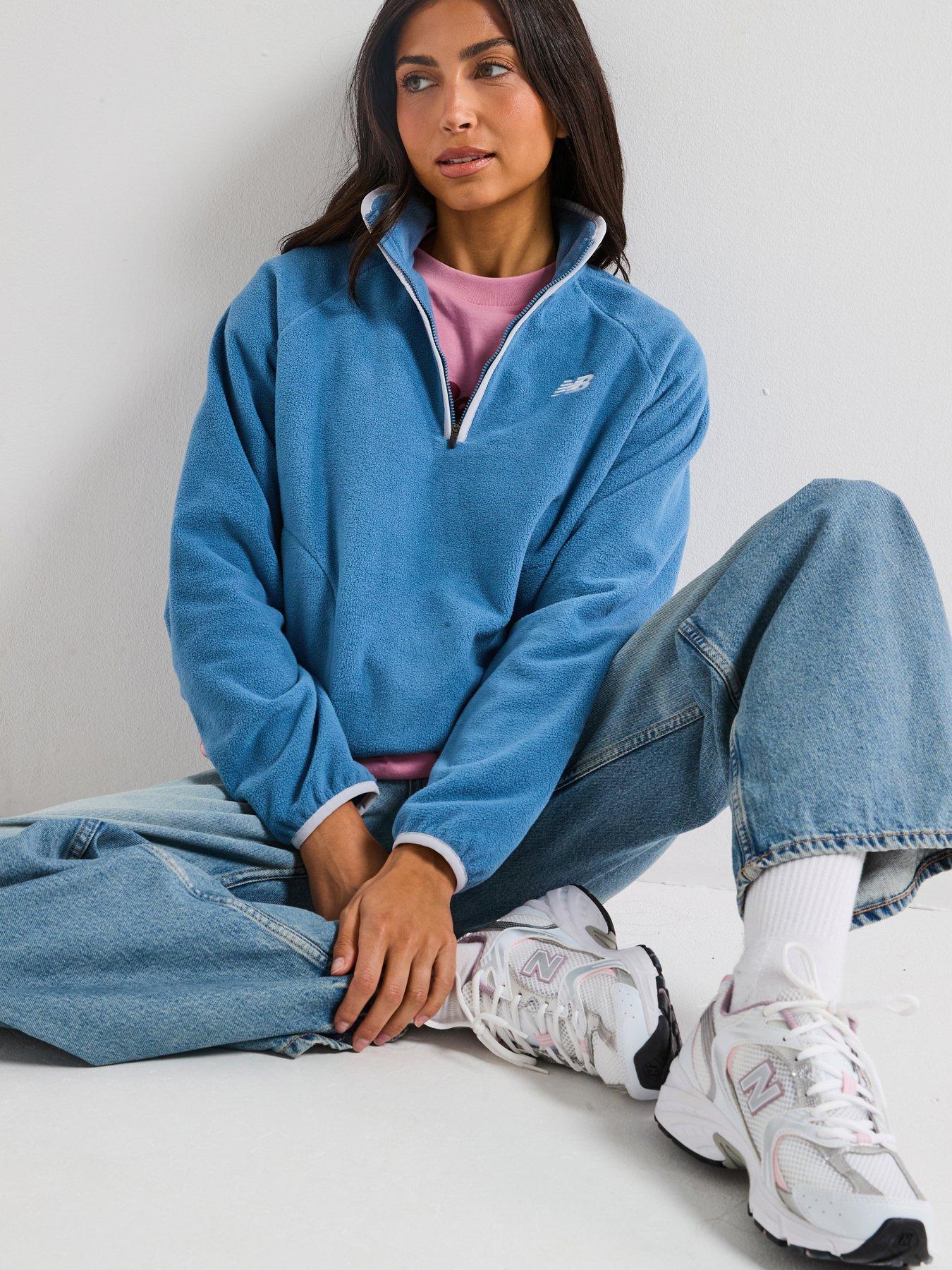 New Balance Womens Polar Fleece 1/2 Zip- Blue