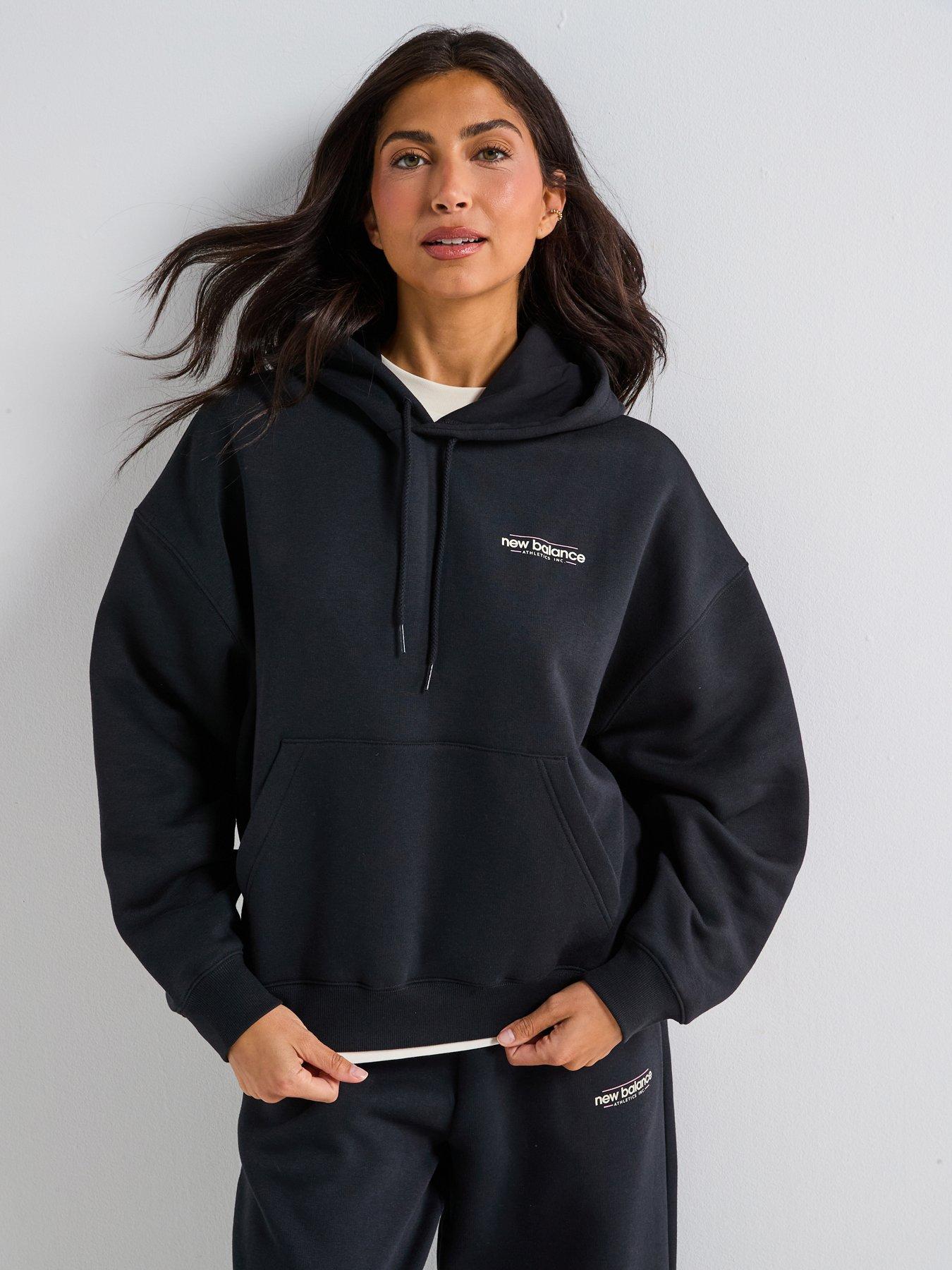 Image 1 of 6 of New Balance Womens Reimagined Fleece Oversized Hoodie - Black