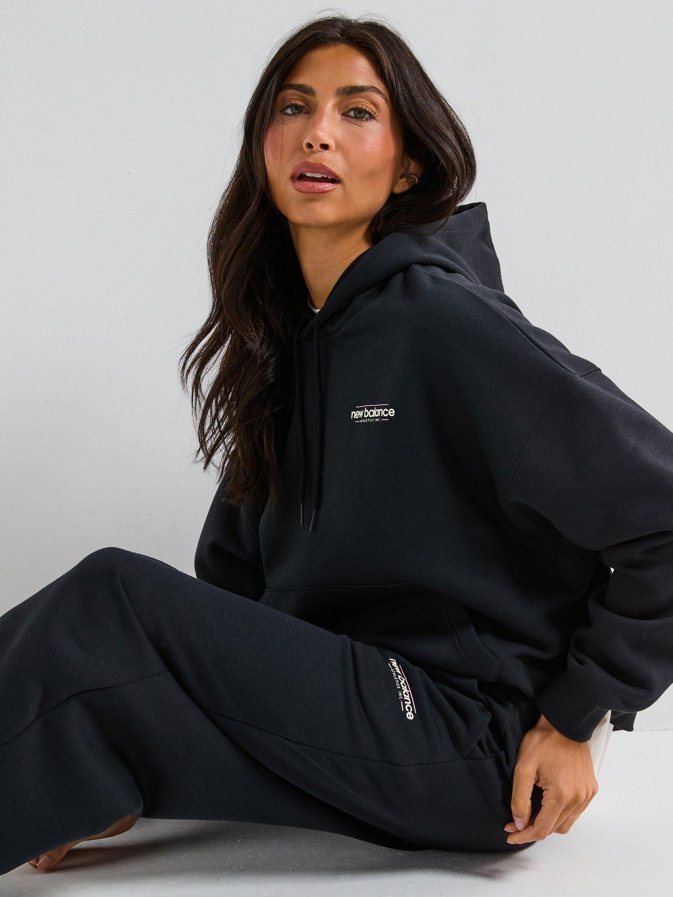 Image 6 of 6 of New Balance Womens Reimagined Fleece Oversized Hoodie - Black