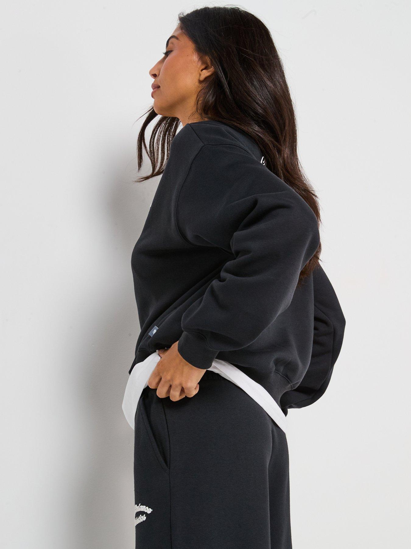 Image 5 of 6 of New Balance Womens Linear Heritage Fleece Crew - Black