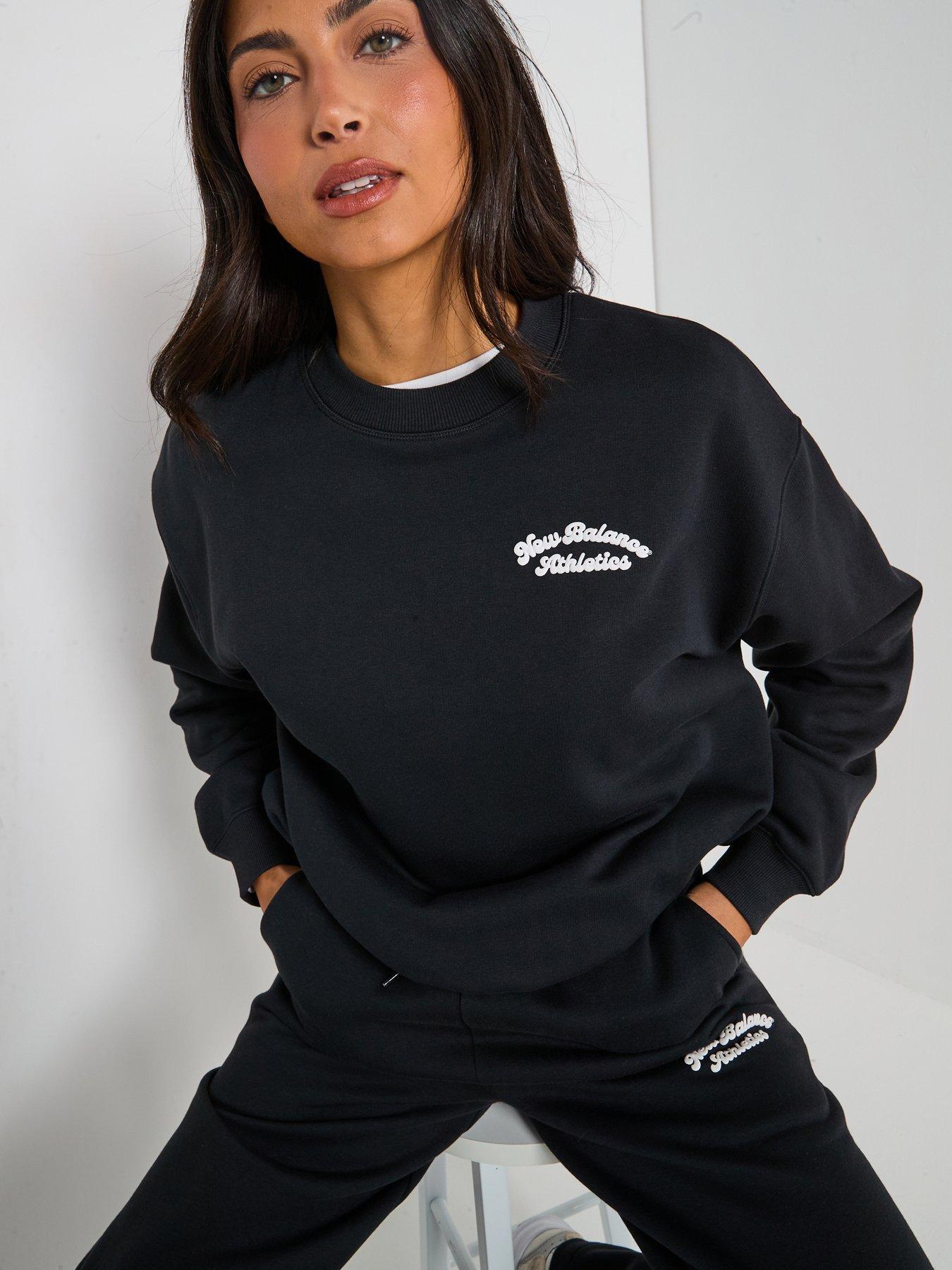 Image 6 of 6 of New Balance Womens Linear Heritage Fleece Crew - Black
