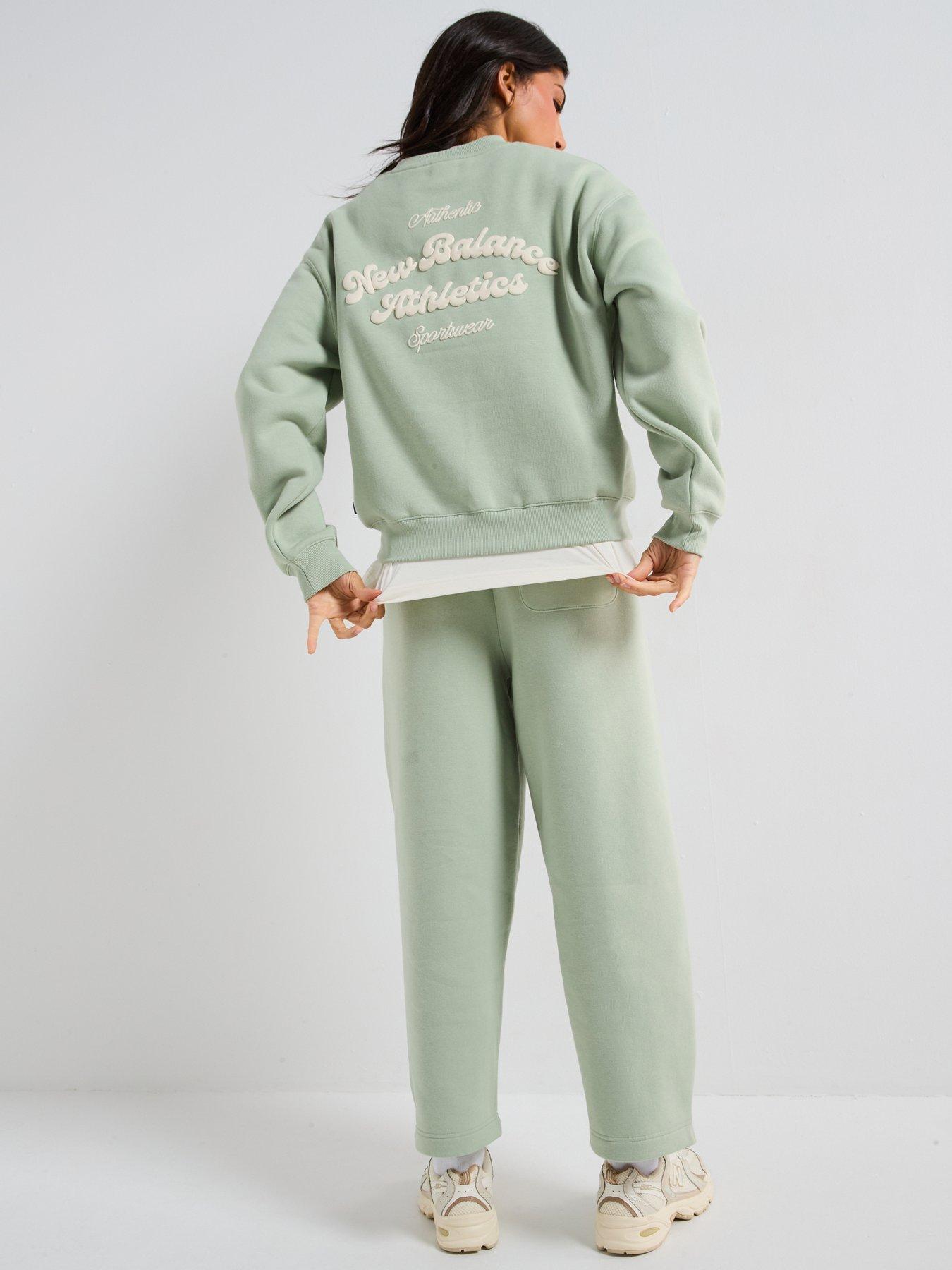 Image 2 of 6 of New Balance Womens Linear Heritage Fleece Crew - Green