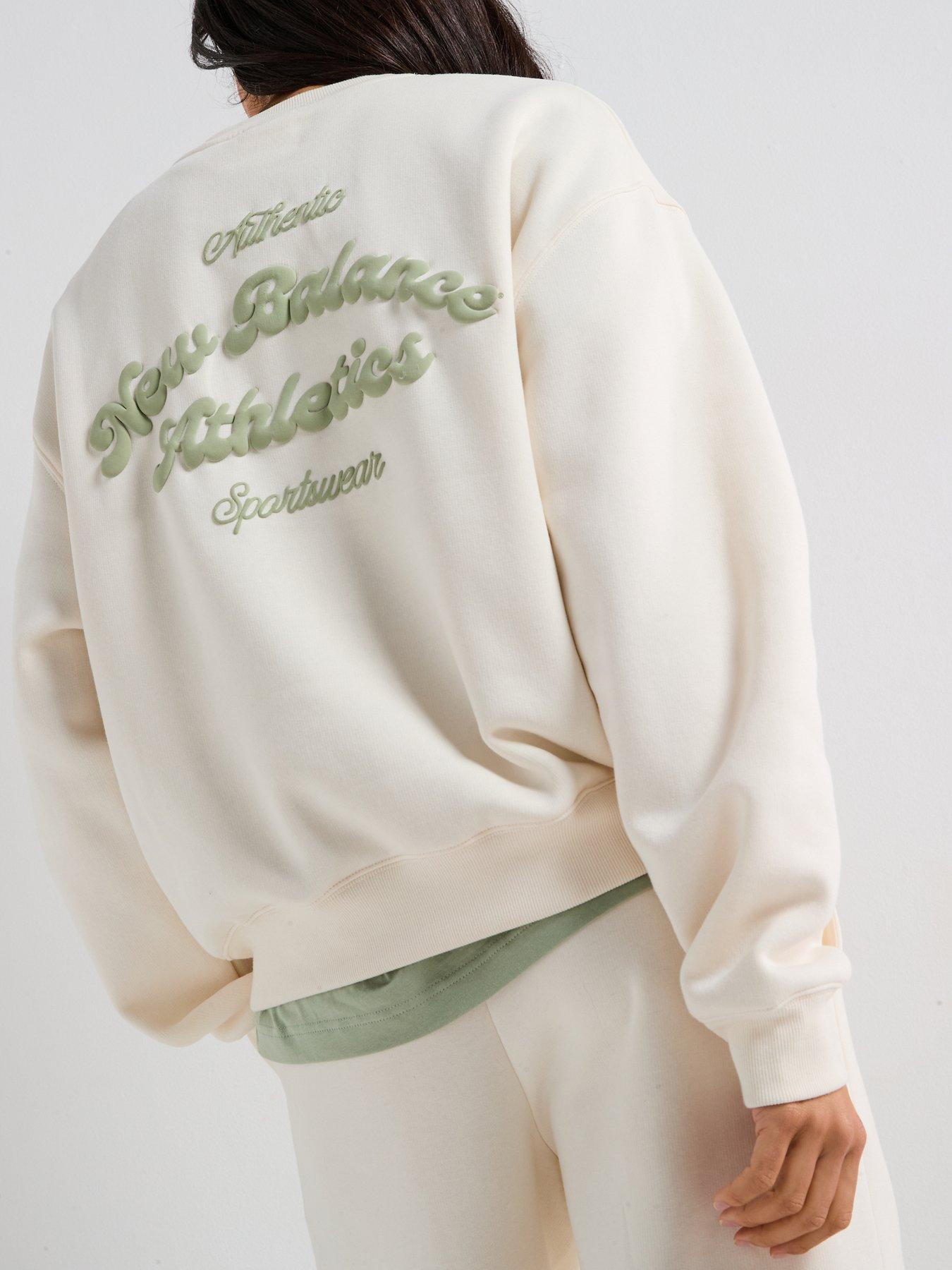 Image 2 of 6 of New Balance Womens Linear Heritage Fleece Sweatshirt - Beige