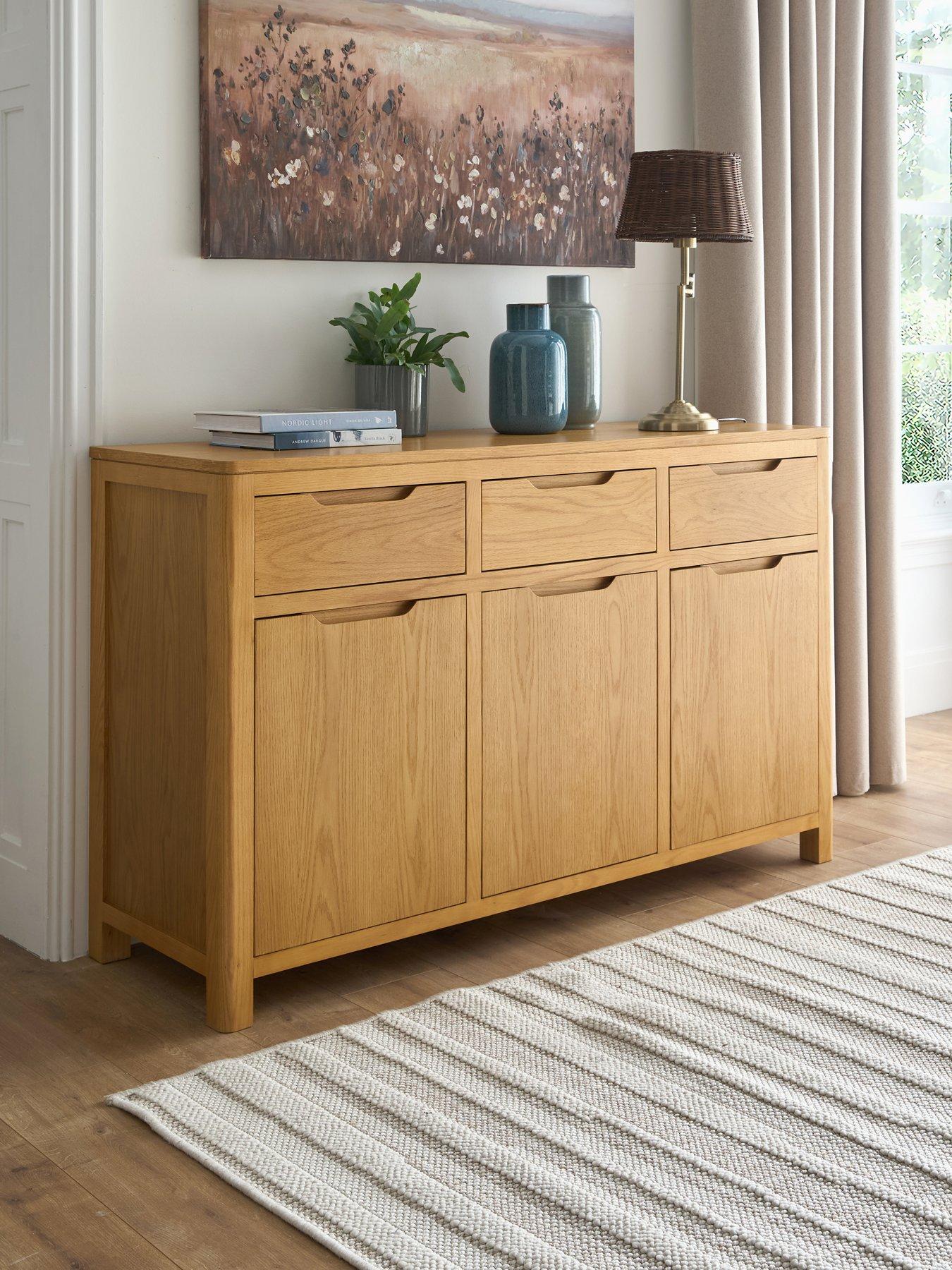 The Very Collection Saxon Large Ready Assembled Sideboard - Oak