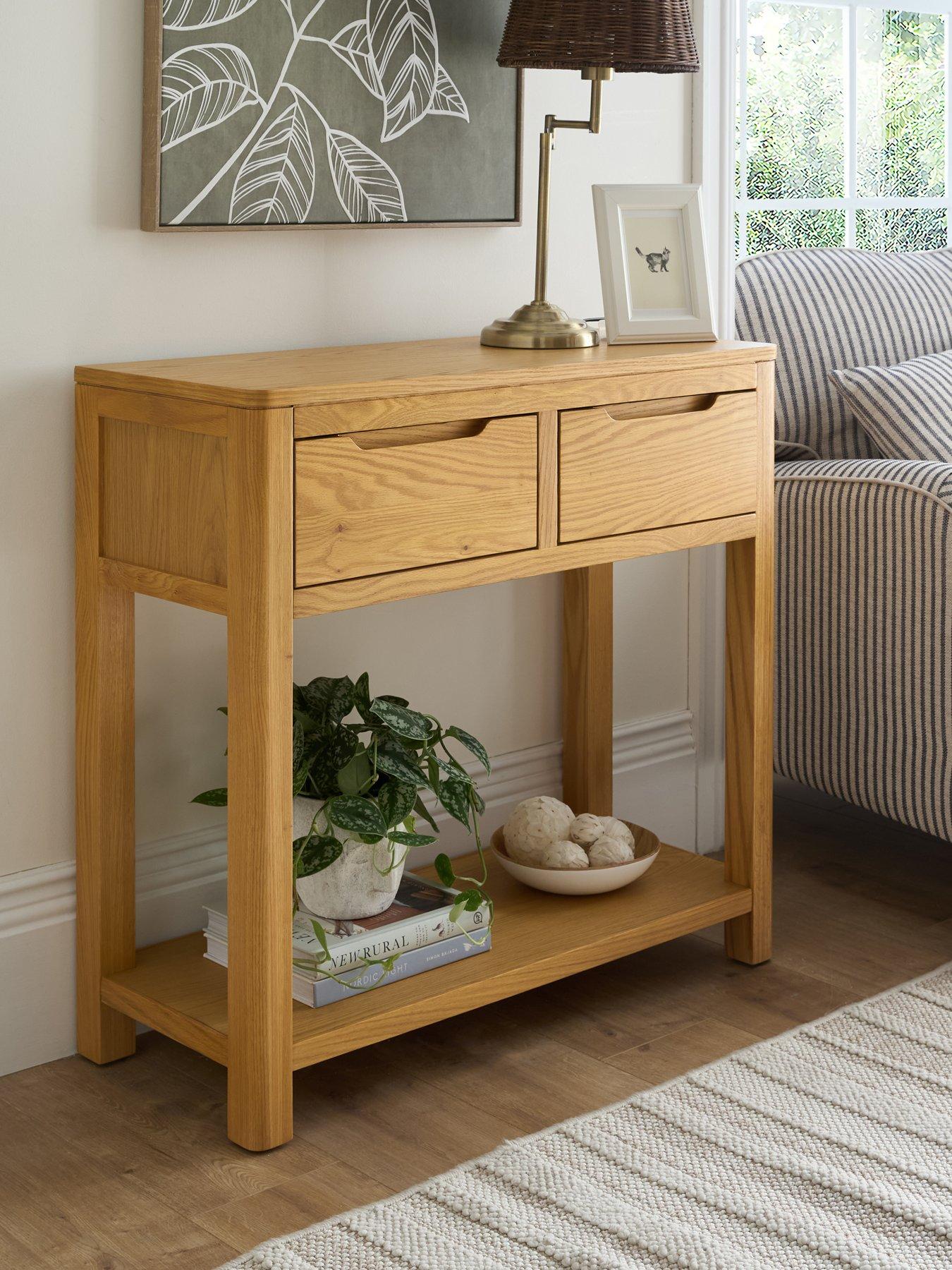 Very Home Saxon 2 Drawer Console Table with Shelf - Oak