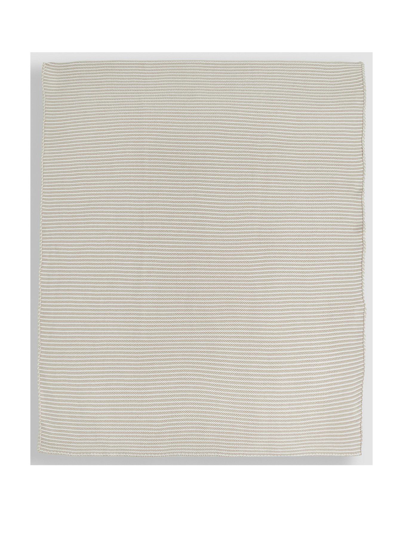  image of jojo-maman-bebe-knitted-stripe-blanket-grey