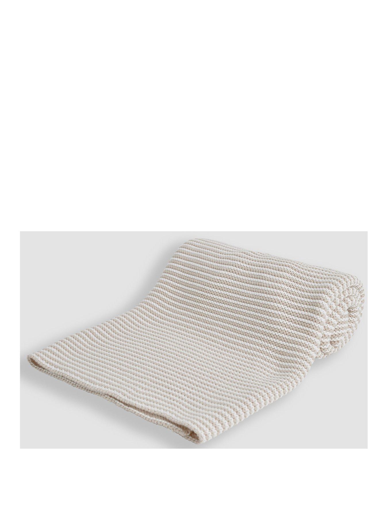 image of jojo-maman-bebe-knitted-stripe-blanket-grey