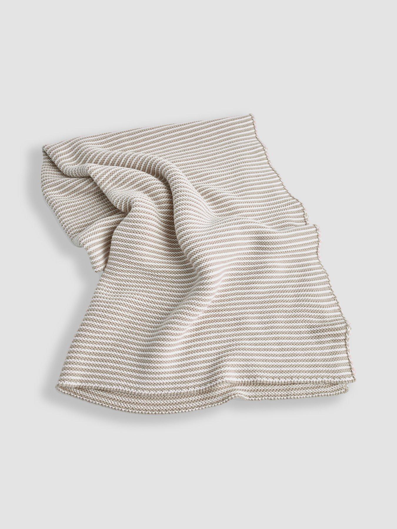  image of jojo-maman-bebe-knitted-stripe-blanket-grey