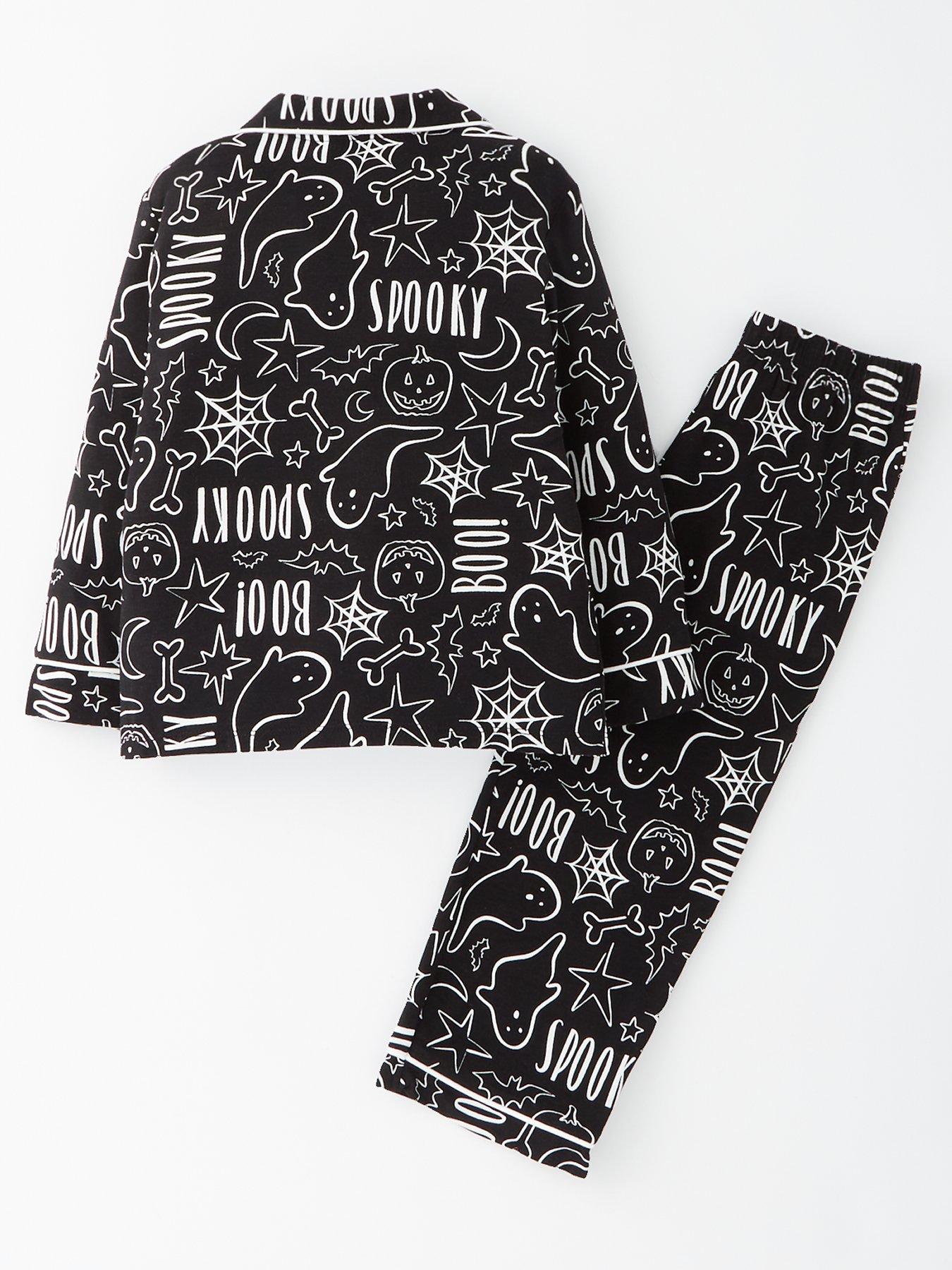Image 3 of 5 of The Very Collection Kids Family Halloween Jersey Pyjama Set - Black
