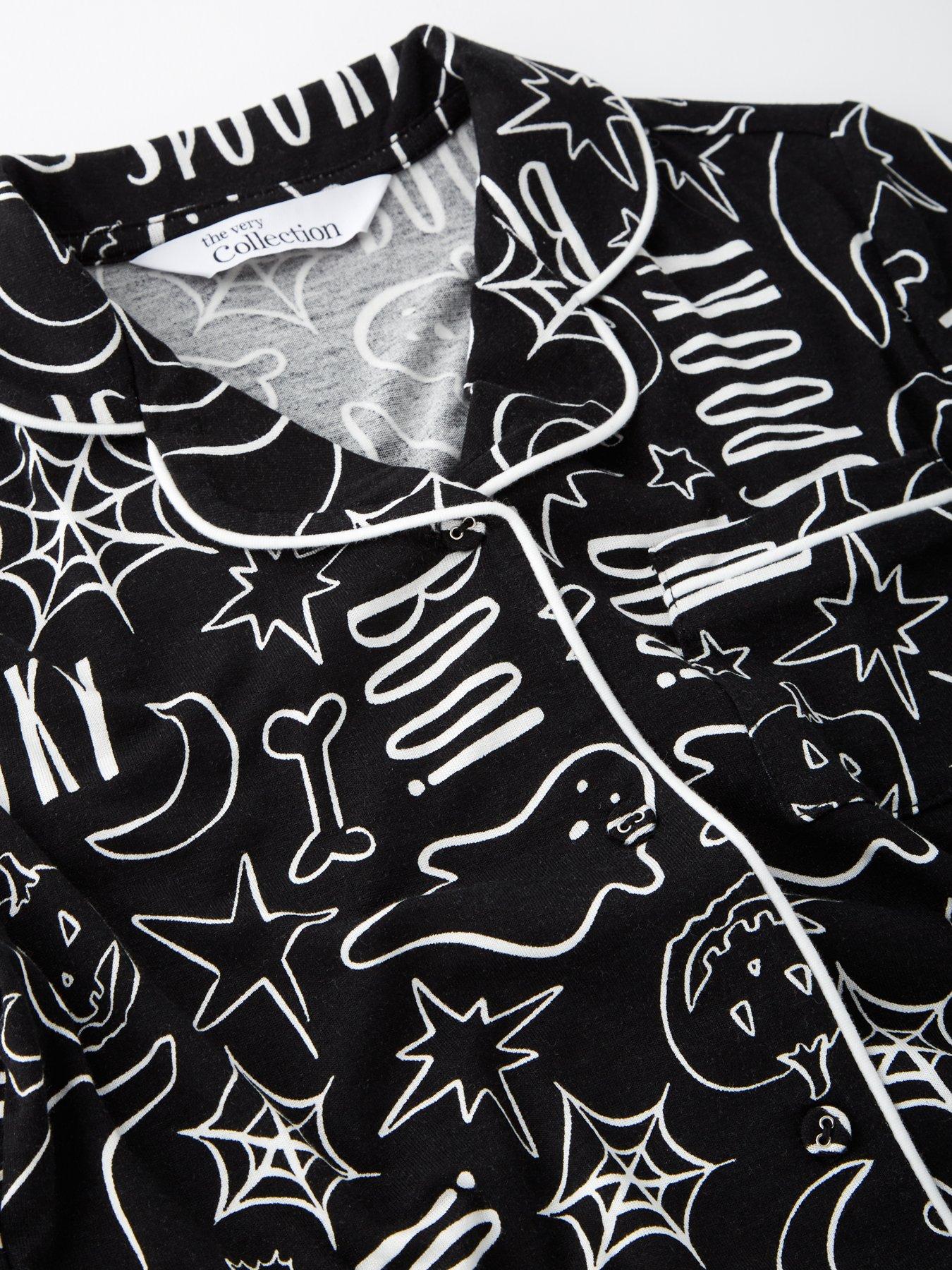 Image 4 of 5 of The Very Collection Kids Family Halloween Jersey Pyjama Set - Black