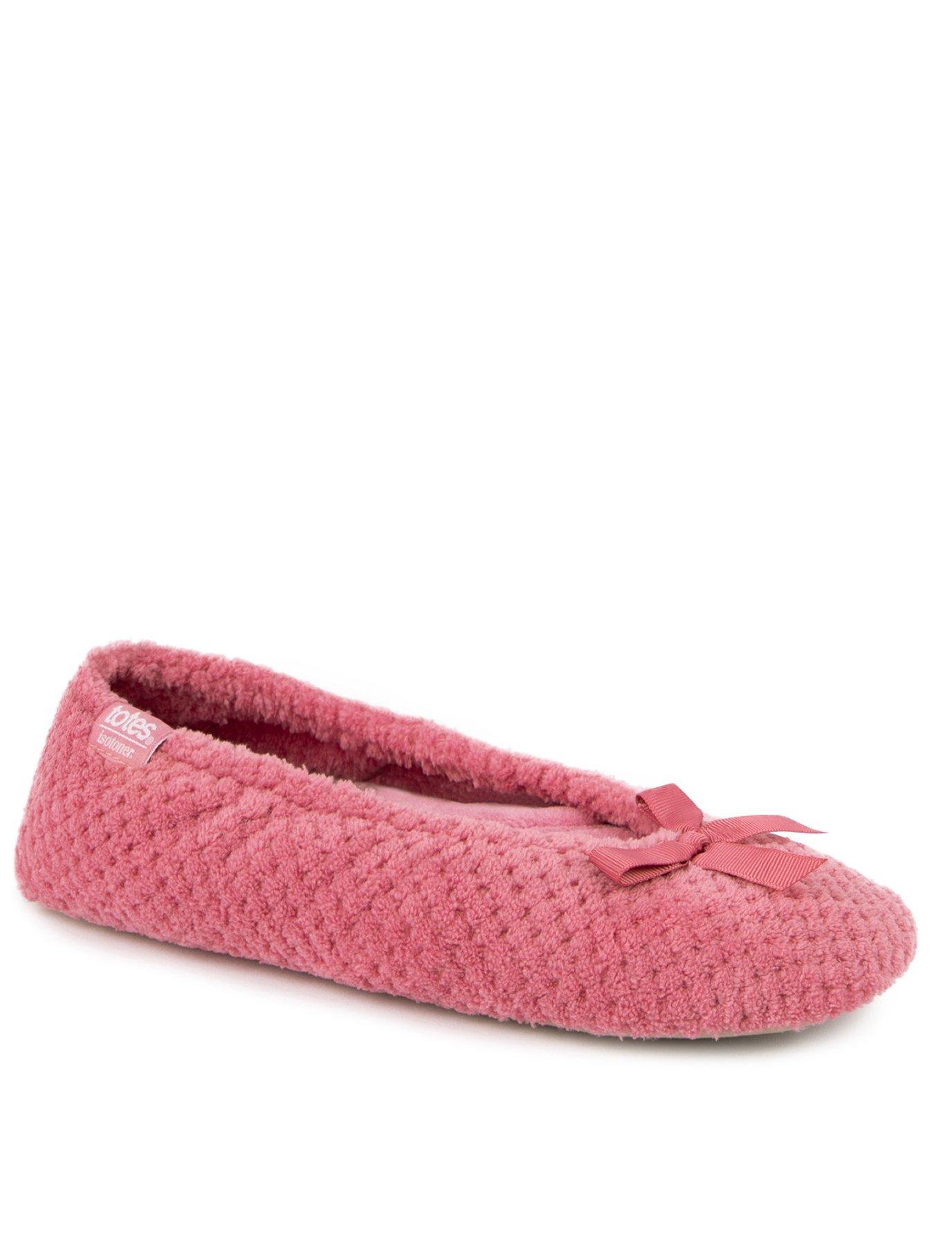 totes-isotoner-popcorn-terry-ballet-slippers-pink